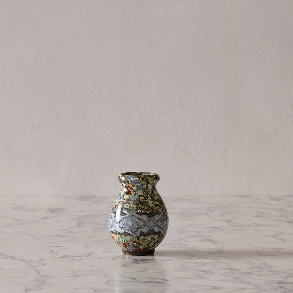 Jean Gerbino Mosaic Vase, Blue Diamond