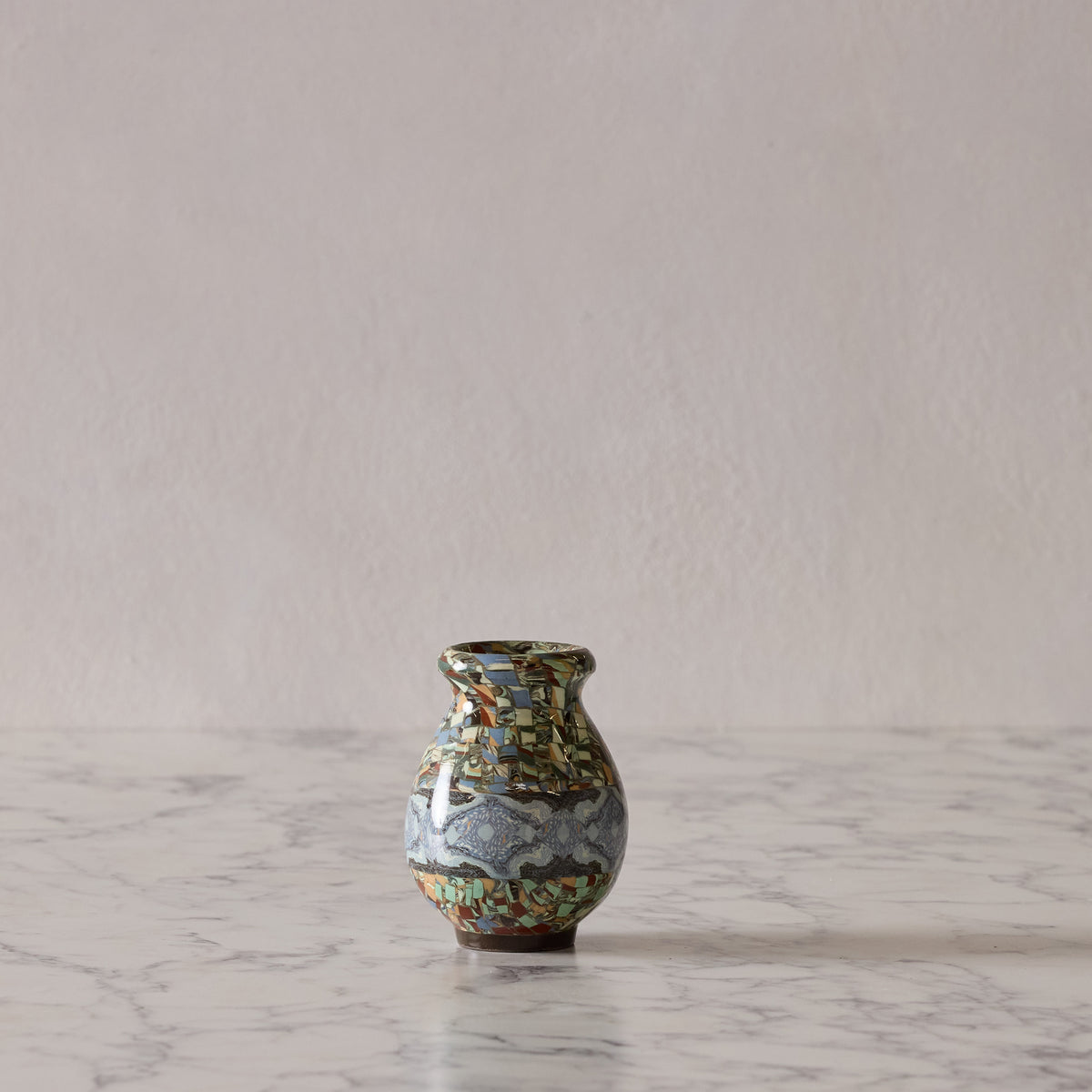 Jean Gerbino Mosaic Vase, Blue Diamond