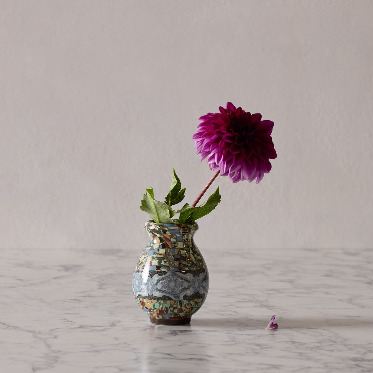 Jean Gerbino Mosaic Vase, Blue Diamond