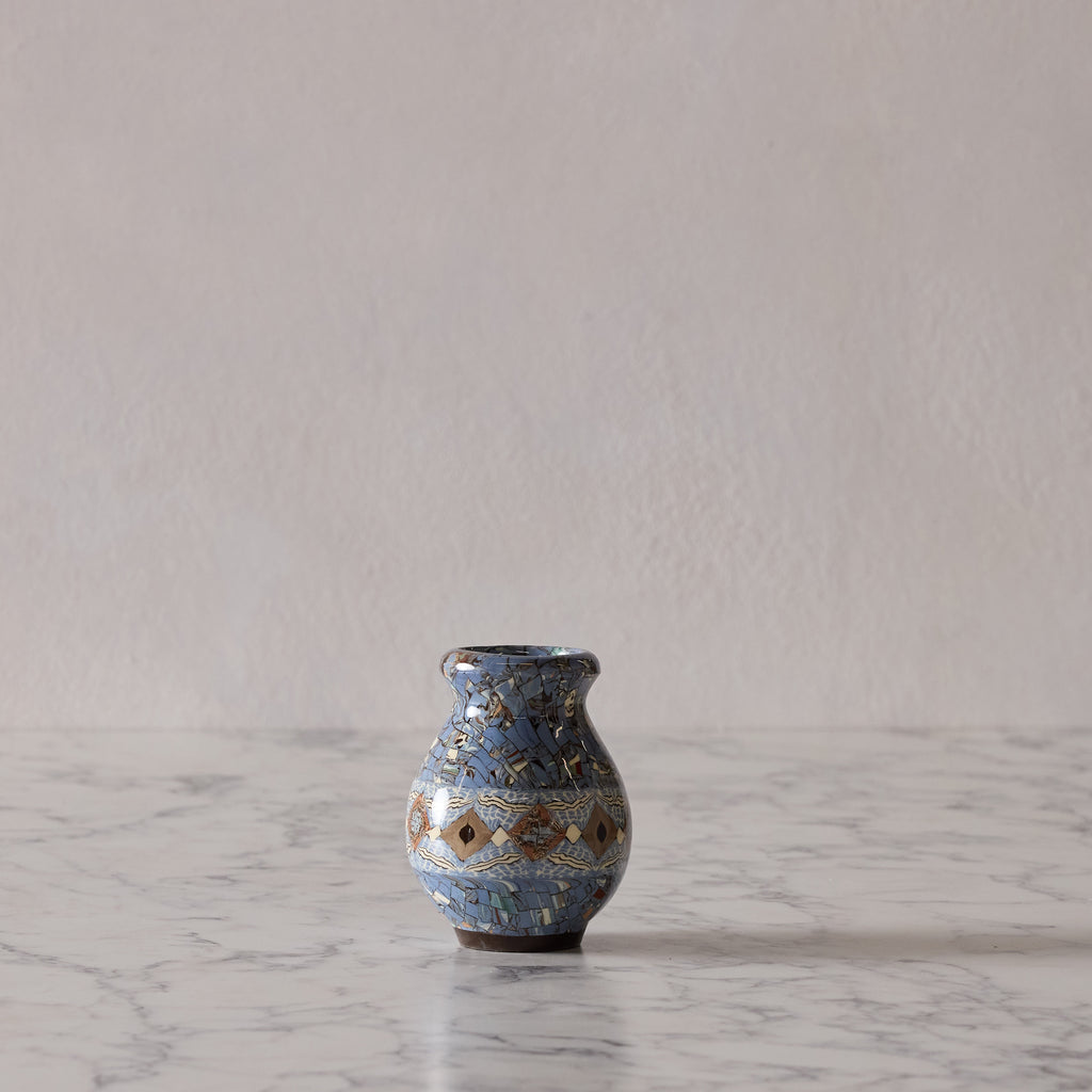 Jean Gerbino Mosaic Vase, Blue Cat's Eye