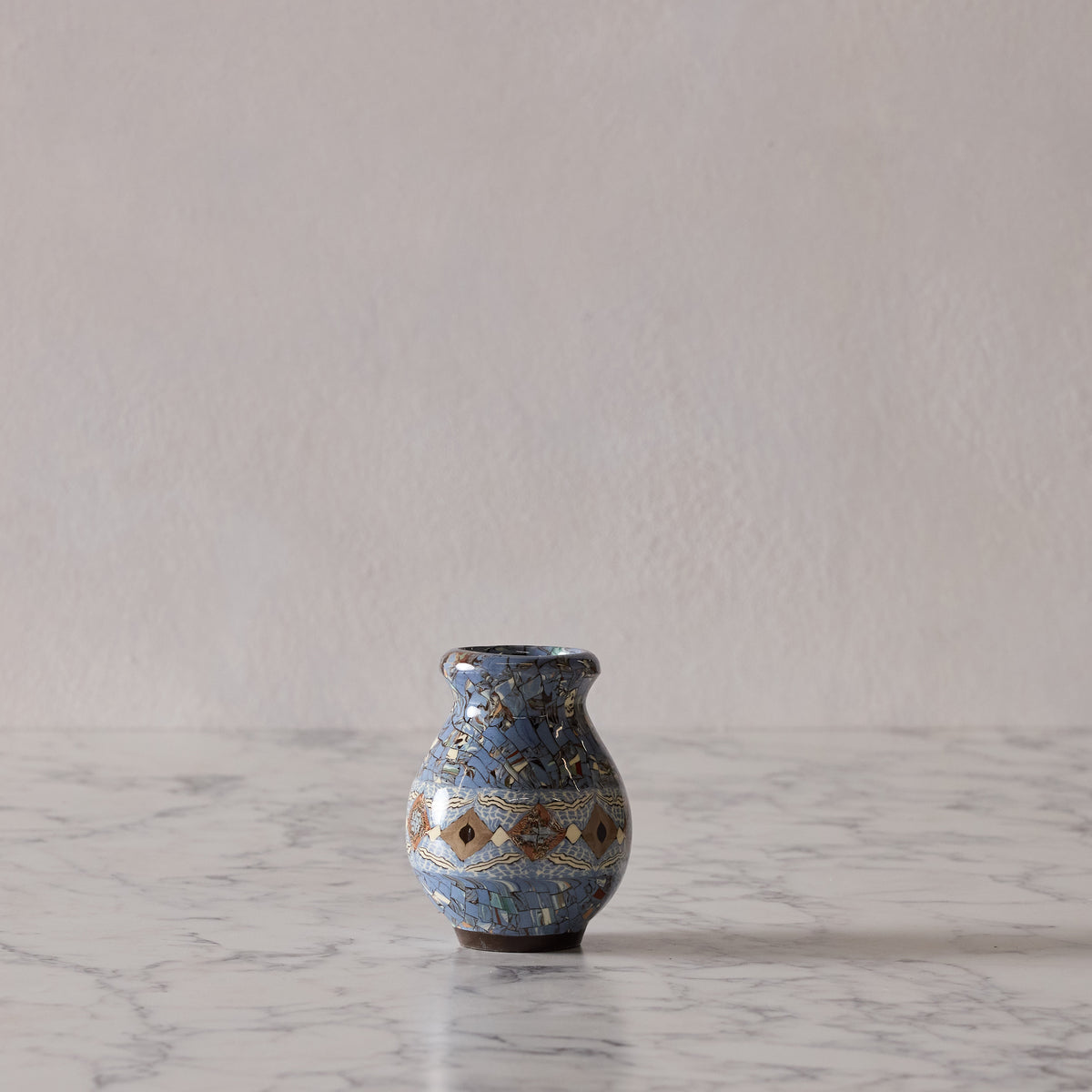 Jean Gerbino Mosaic Vase, Blue Cat's Eye