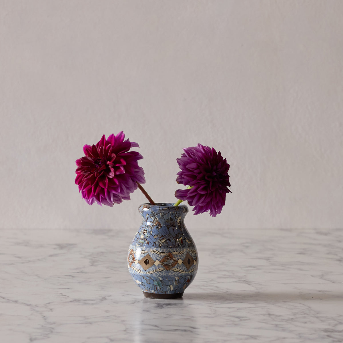 Jean Gerbino Mosaic Vase, Blue Cat's Eye