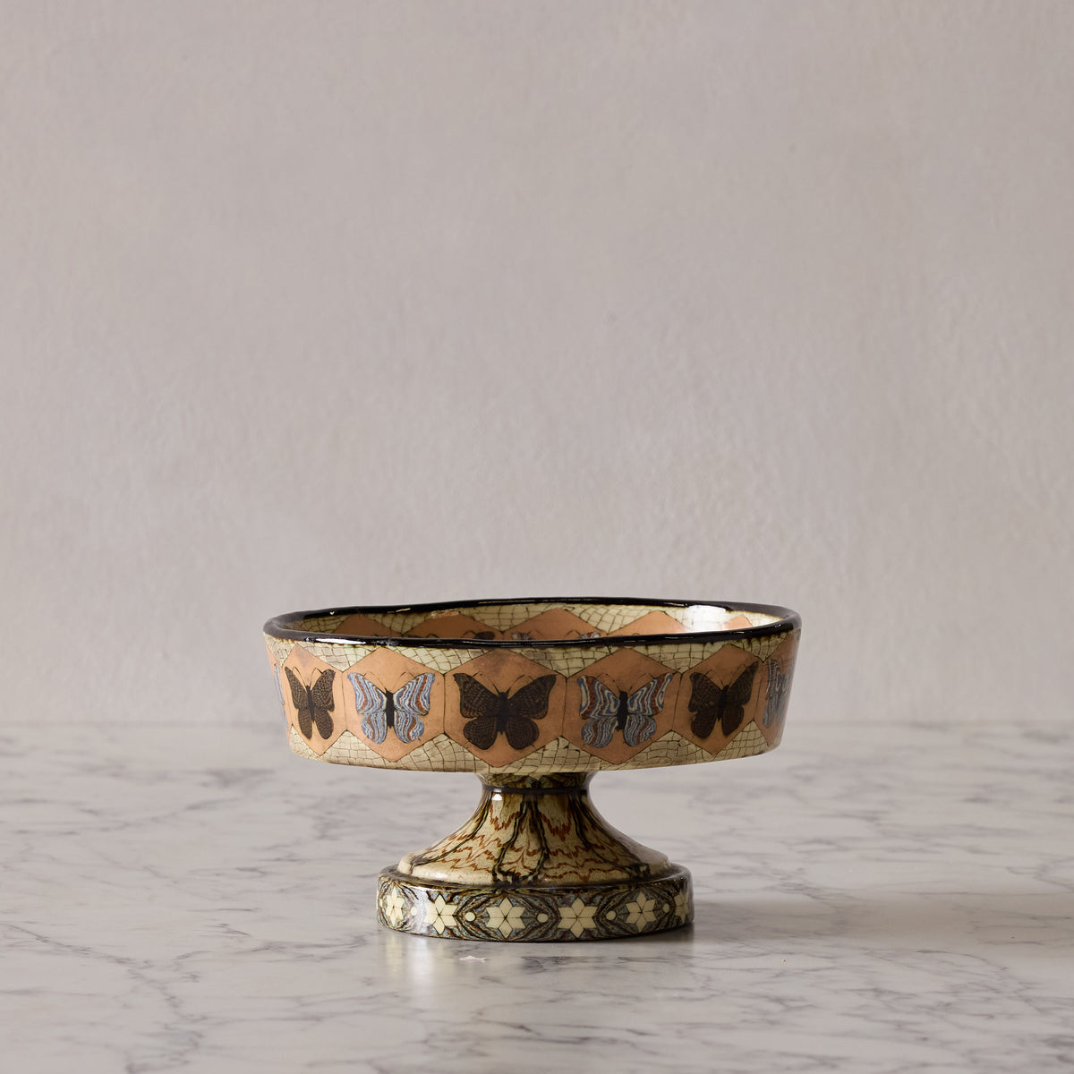 Jean Gerbino Large Mosaic Footed Butterfly Dish