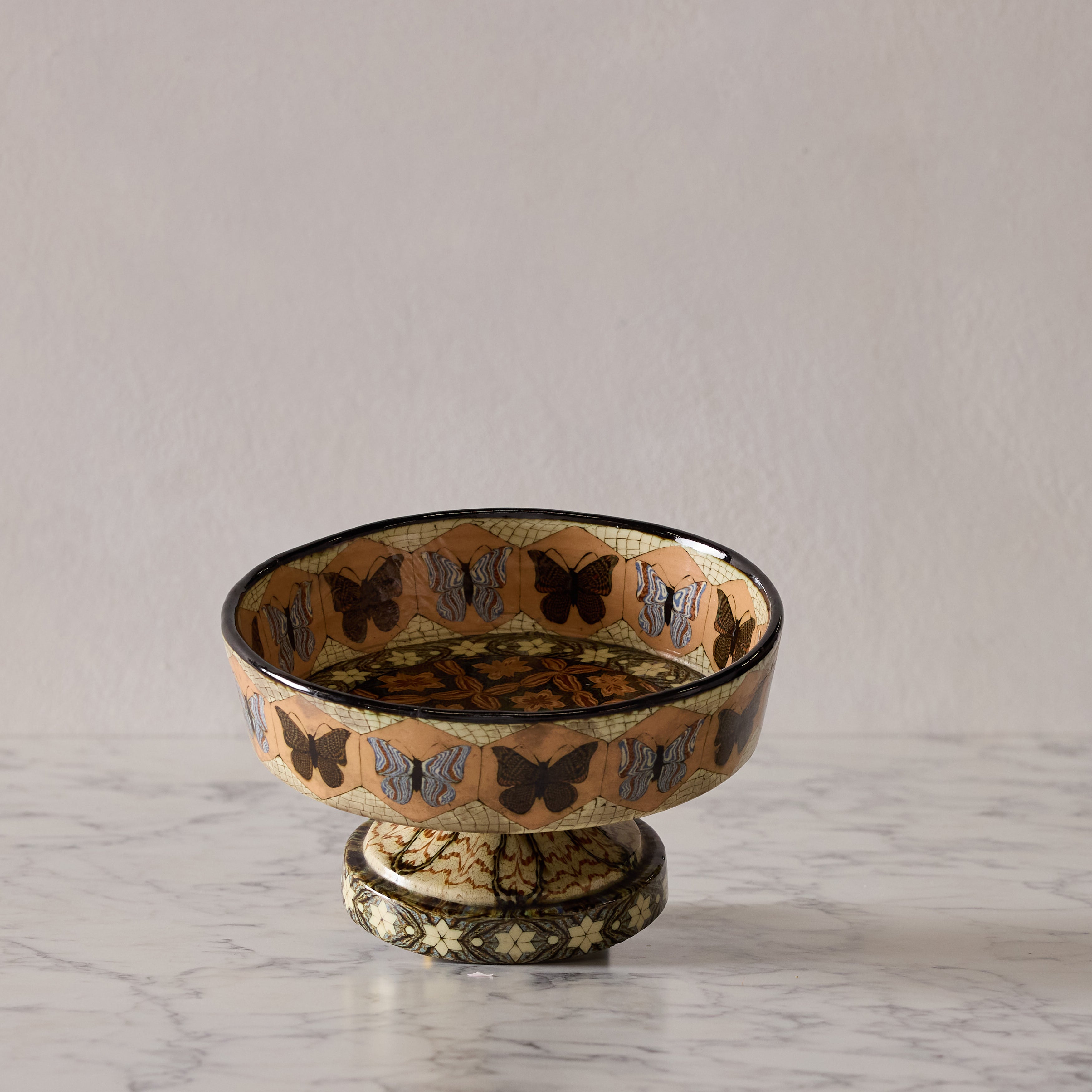 Jean Gerbino Large Mosaic Footed Butterfly Dish
