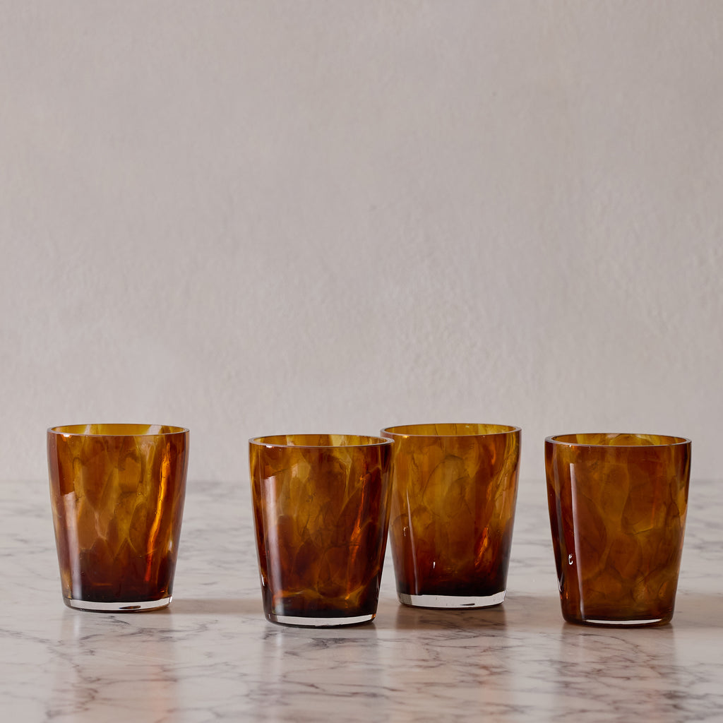 Set of 4 Tortoise Low Ball Glasses