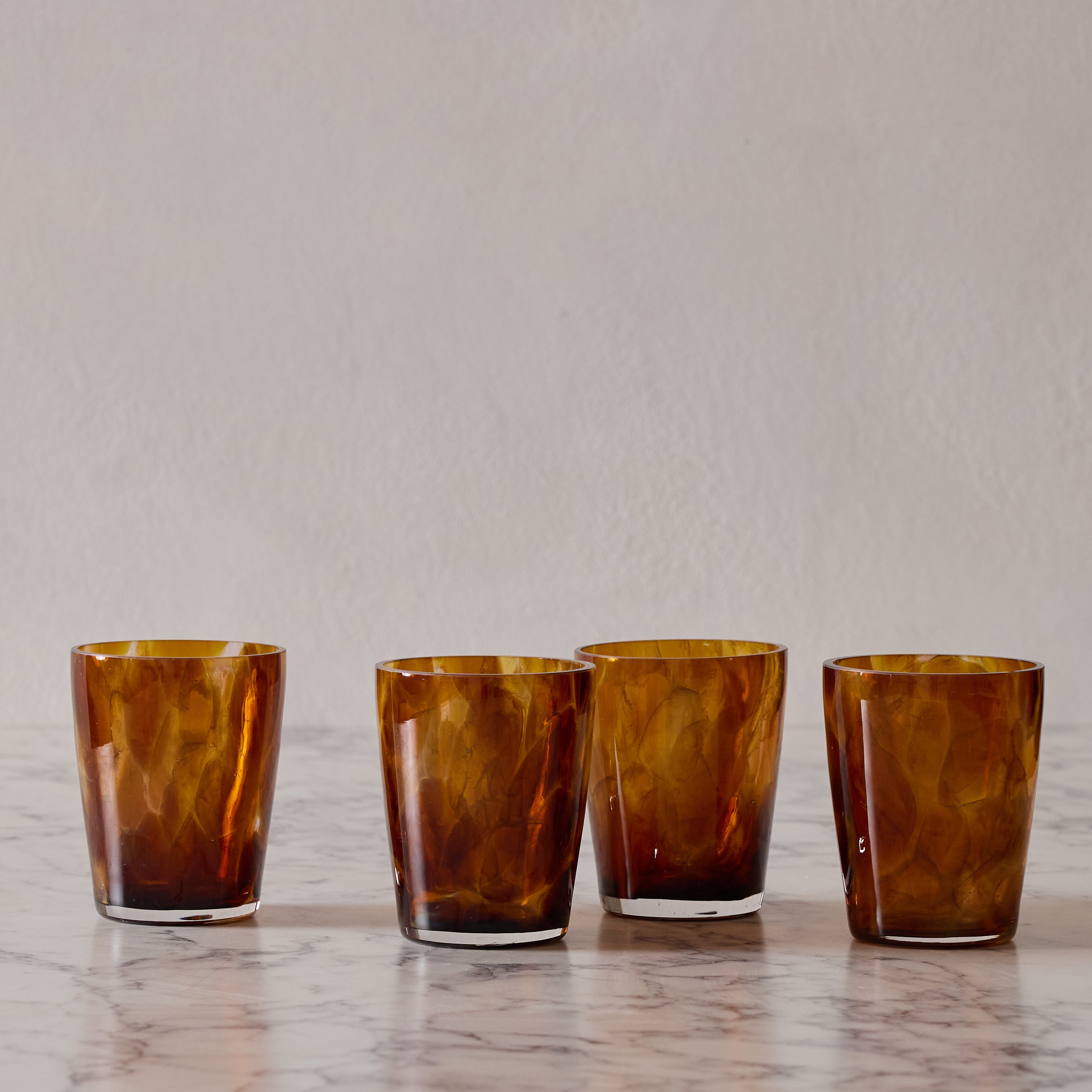 Set of 4 Tortoise Low Ball Glasses