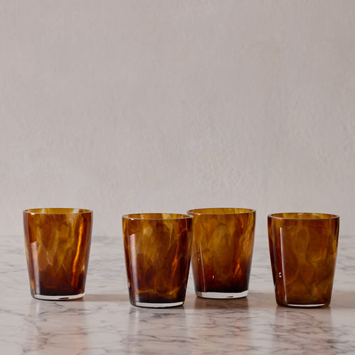 Set of 2 Tortoise Low Ball Glasses