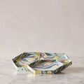 Marbled Hexagonal Nesting Tray Set, Dusty Blue & Green