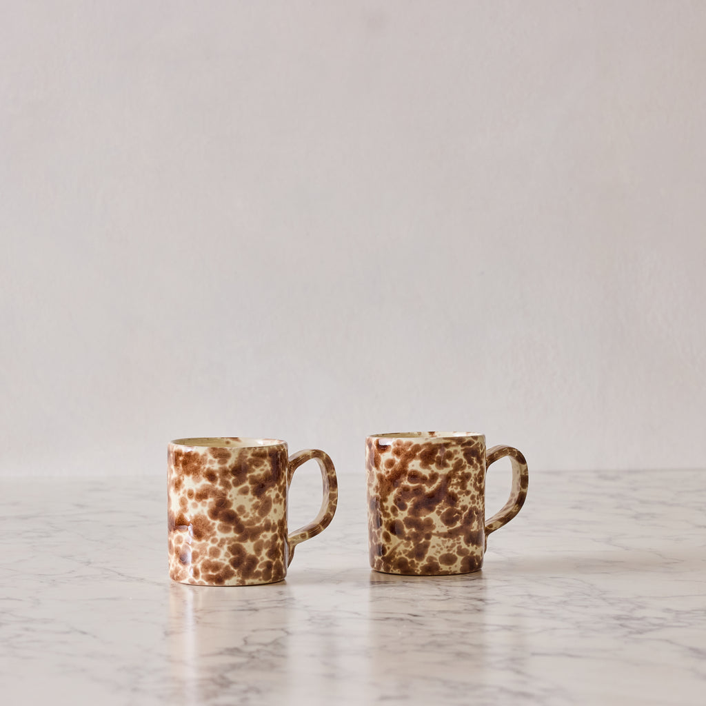Splatterware Mug, Brown on Cream