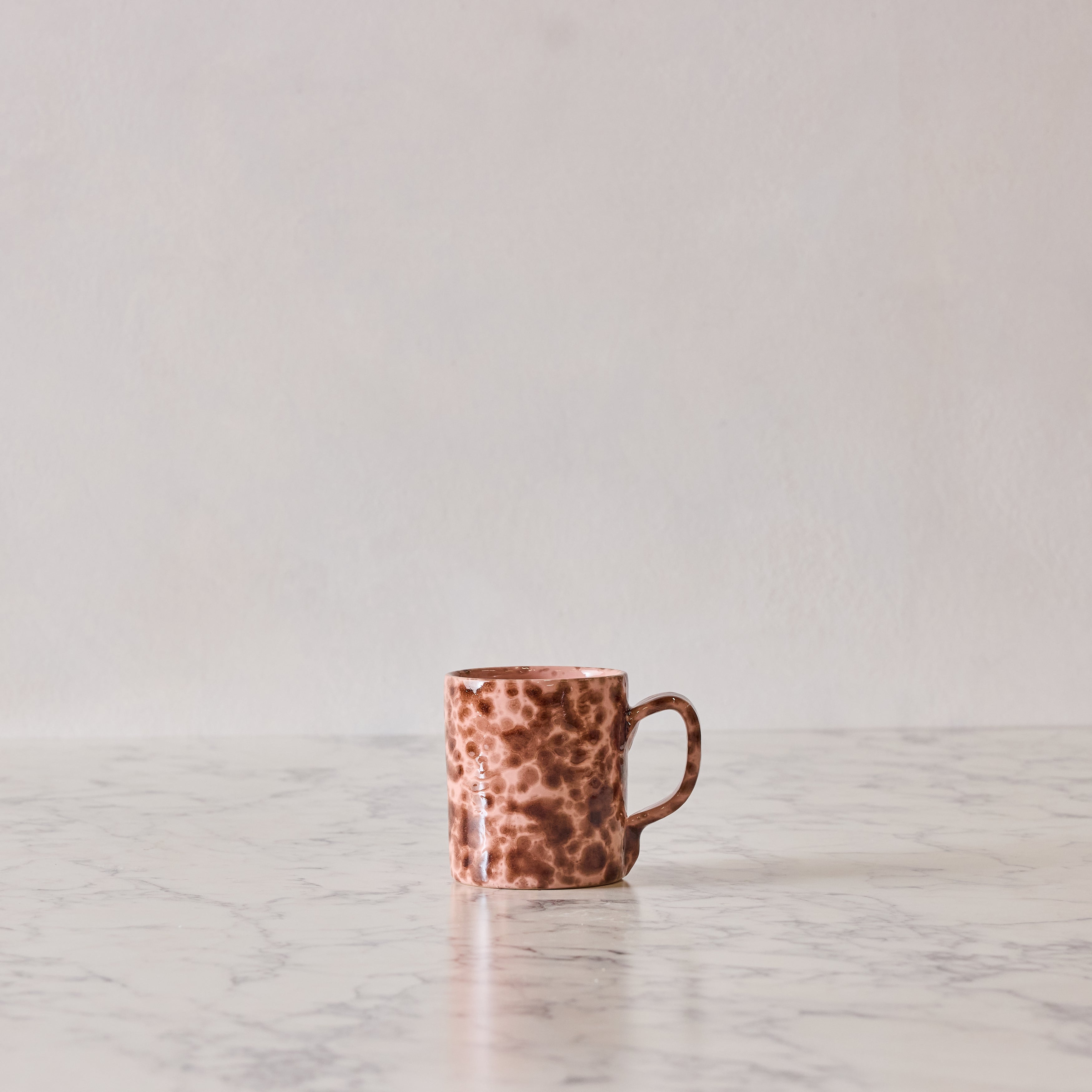 Splatterware Mug, Rose on Brown