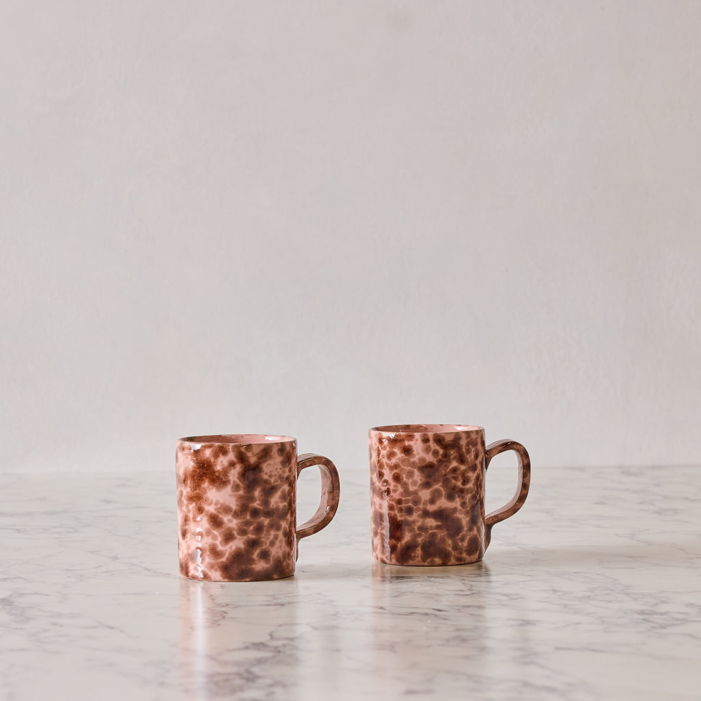 Splatterware Mug, Rose on Brown
