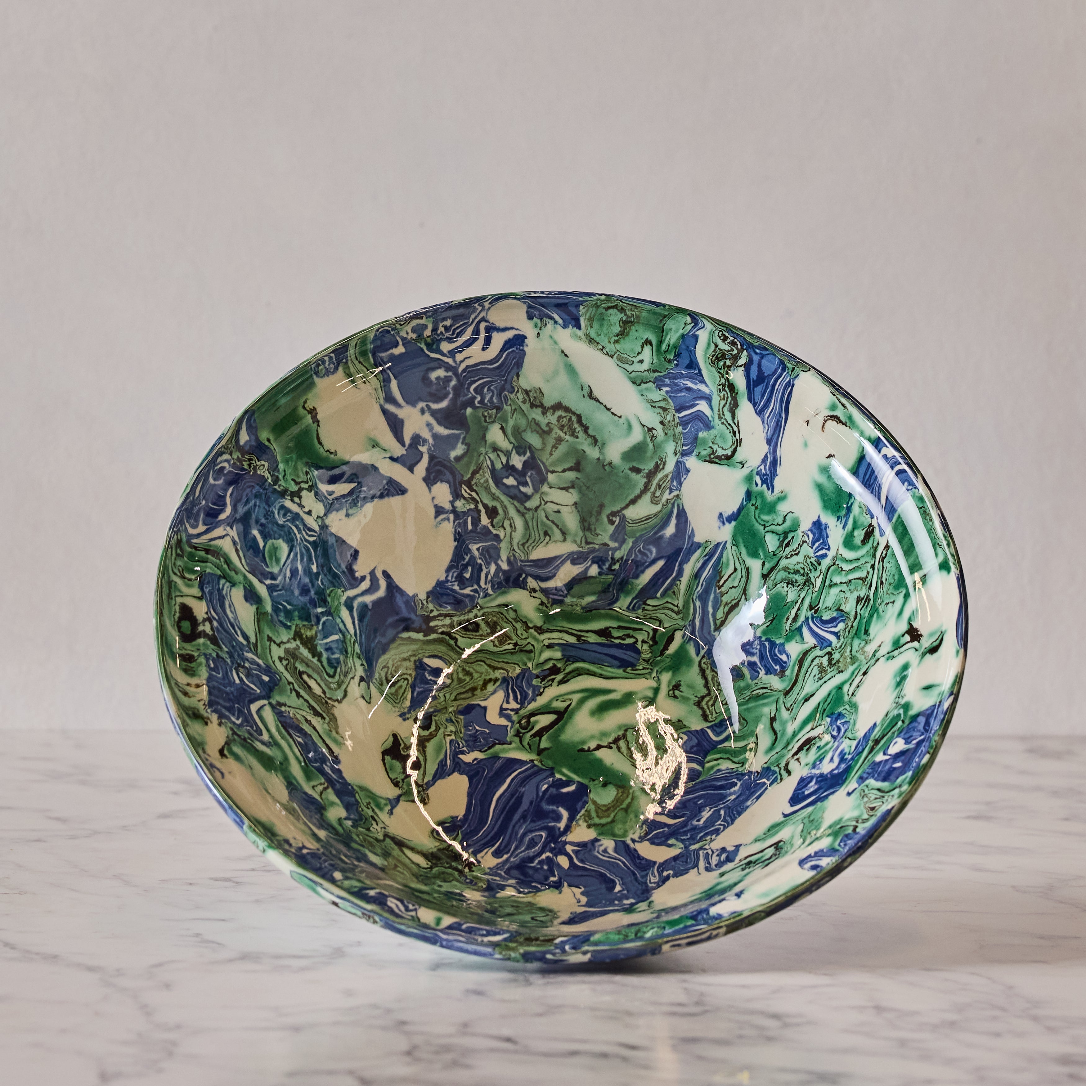 Terre Mêlée Salad Bowl, Green & Cobalt