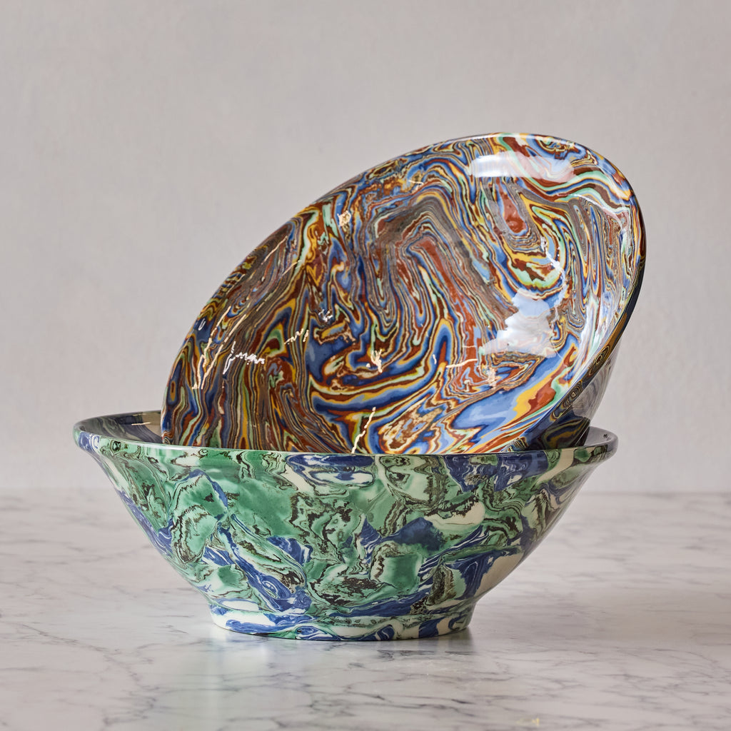 Terre Mêlée Salad Bowl, Green & Cobalt