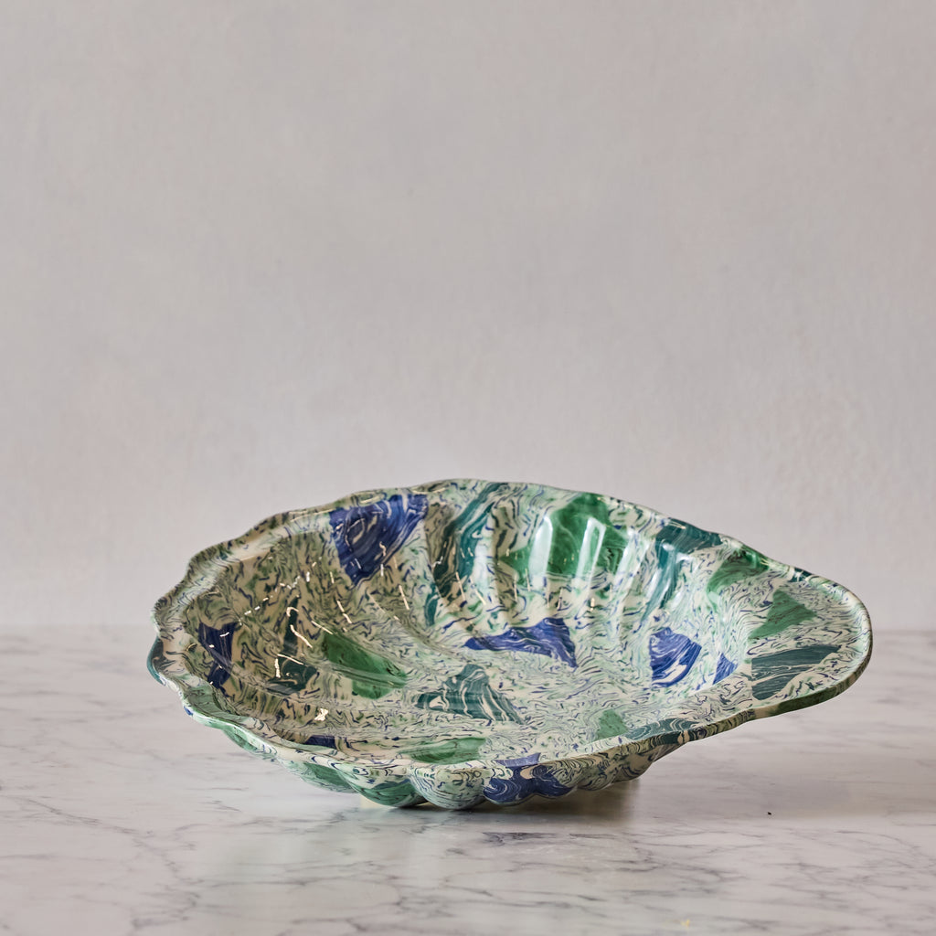 Terre Mêlée Shell Platter, Emerald & Cobalt