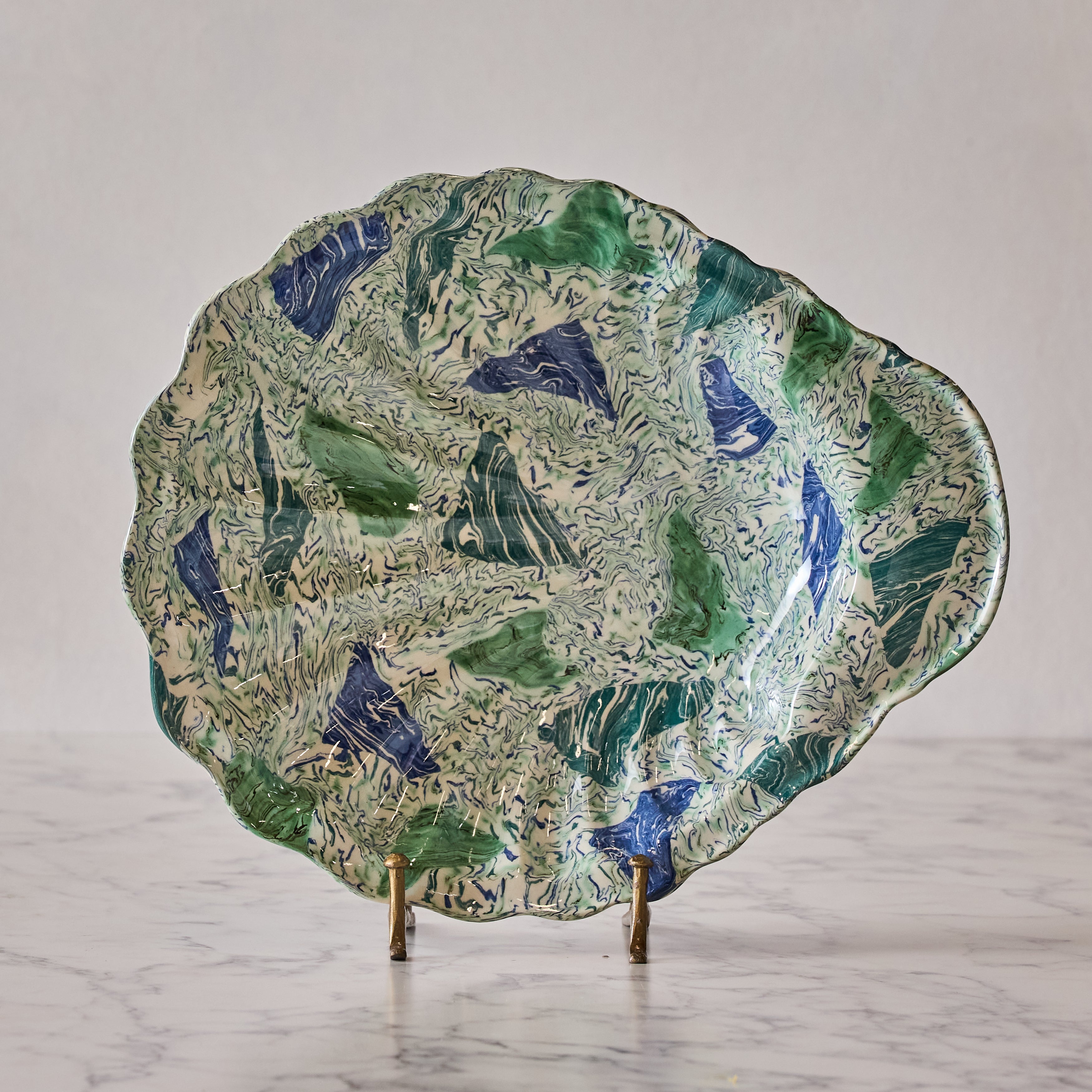 Terre Mêlée Shell Platter, Emerald & Cobalt