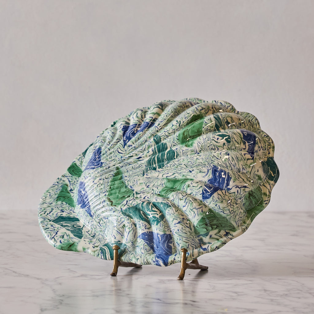 Terre Mêlée Shell Platter, Emerald & Cobalt