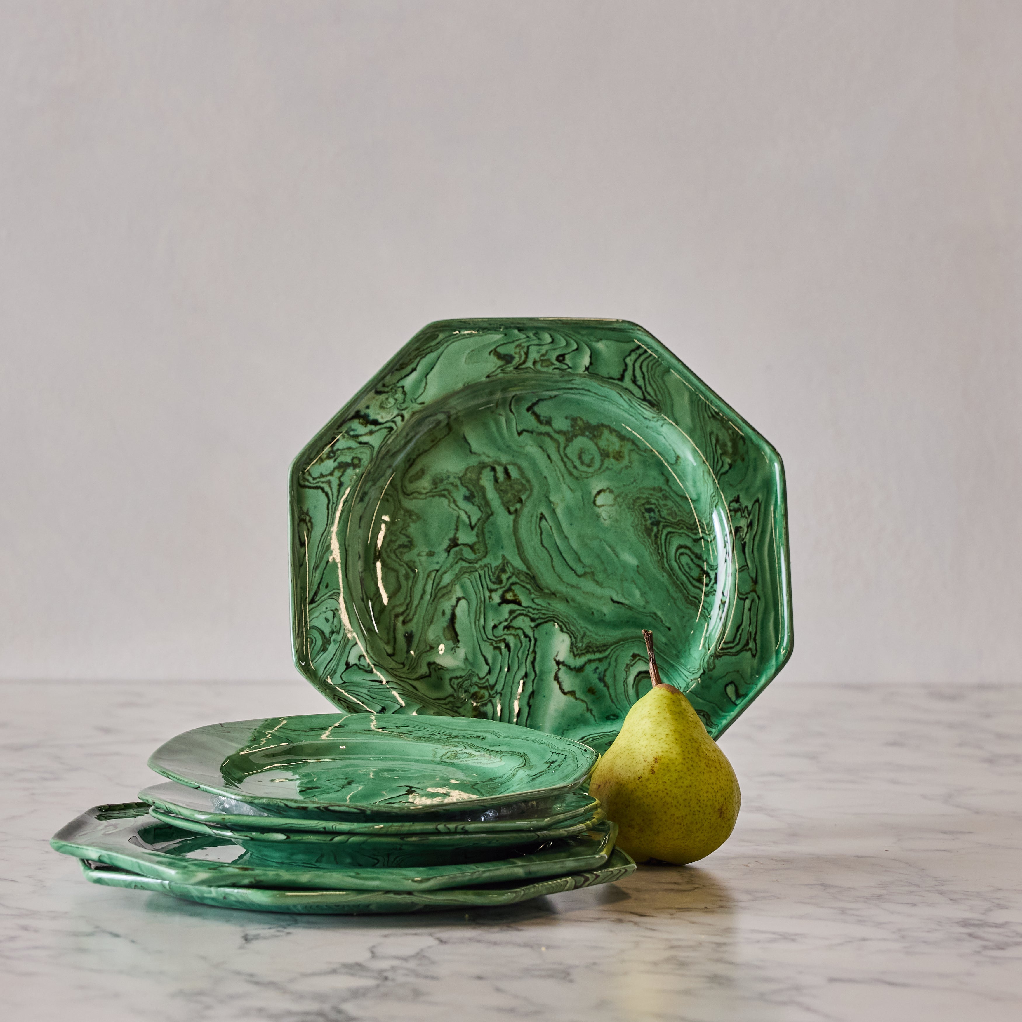 Terre Mêlée Dessert Plate, Green