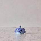 Splatterware Butter Dish, Blue on Blue