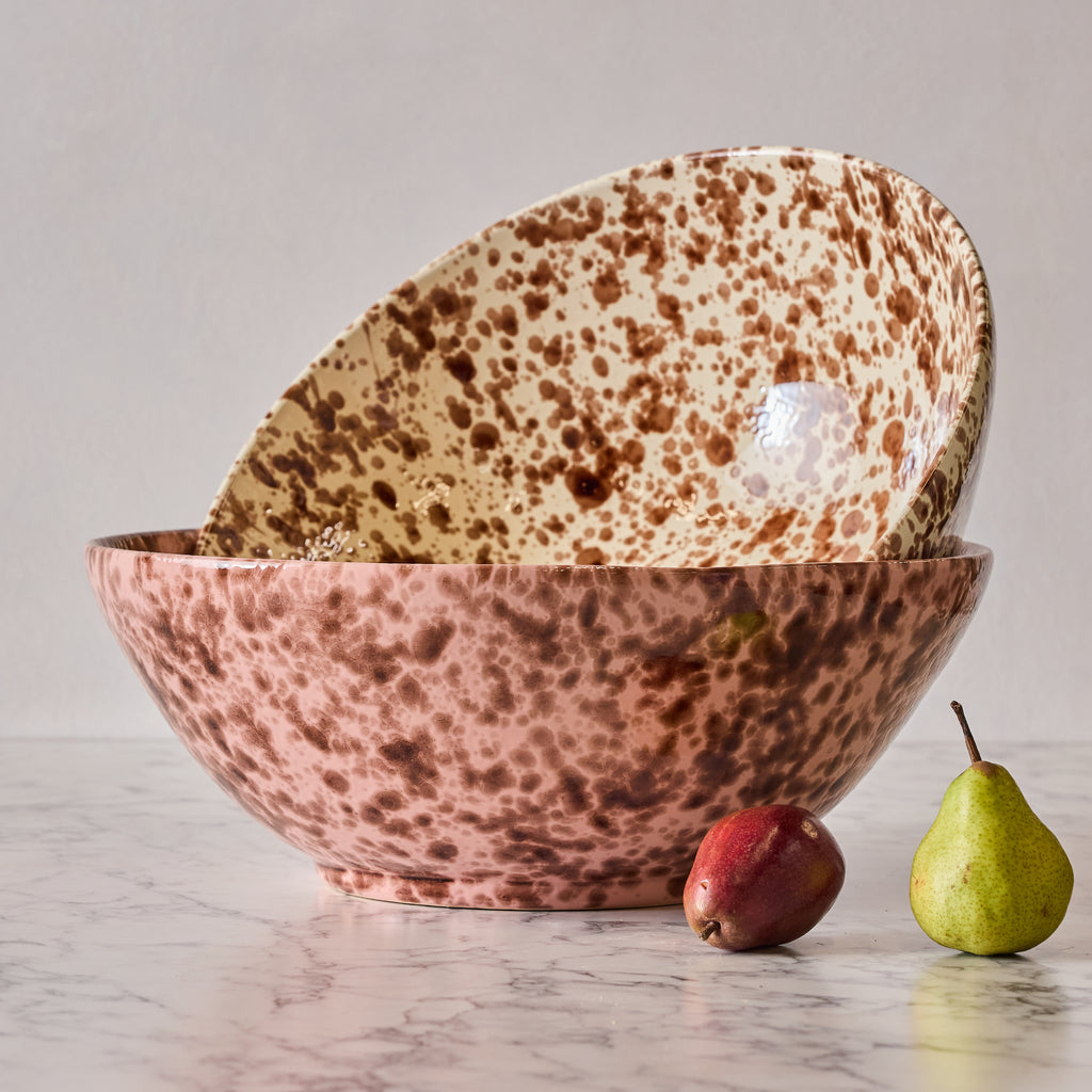 Splatterware Large Bowl, Cream & Brown