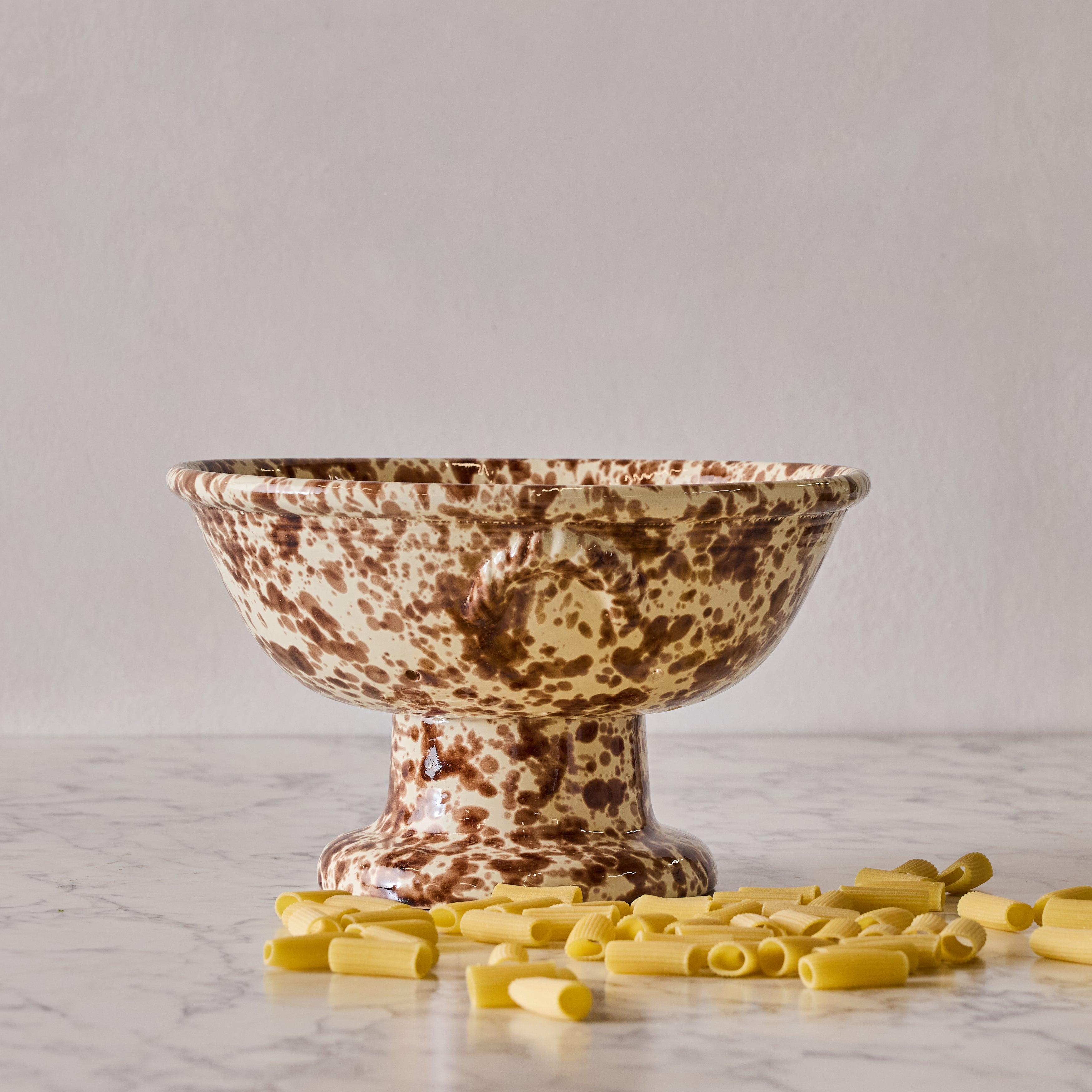 Splatterware Colander, Brown & White