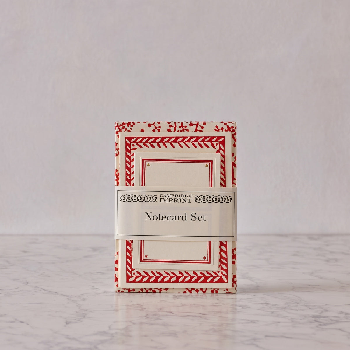 Notecards and Envelopes, Seaweed Paisley Crimson, Set of 10