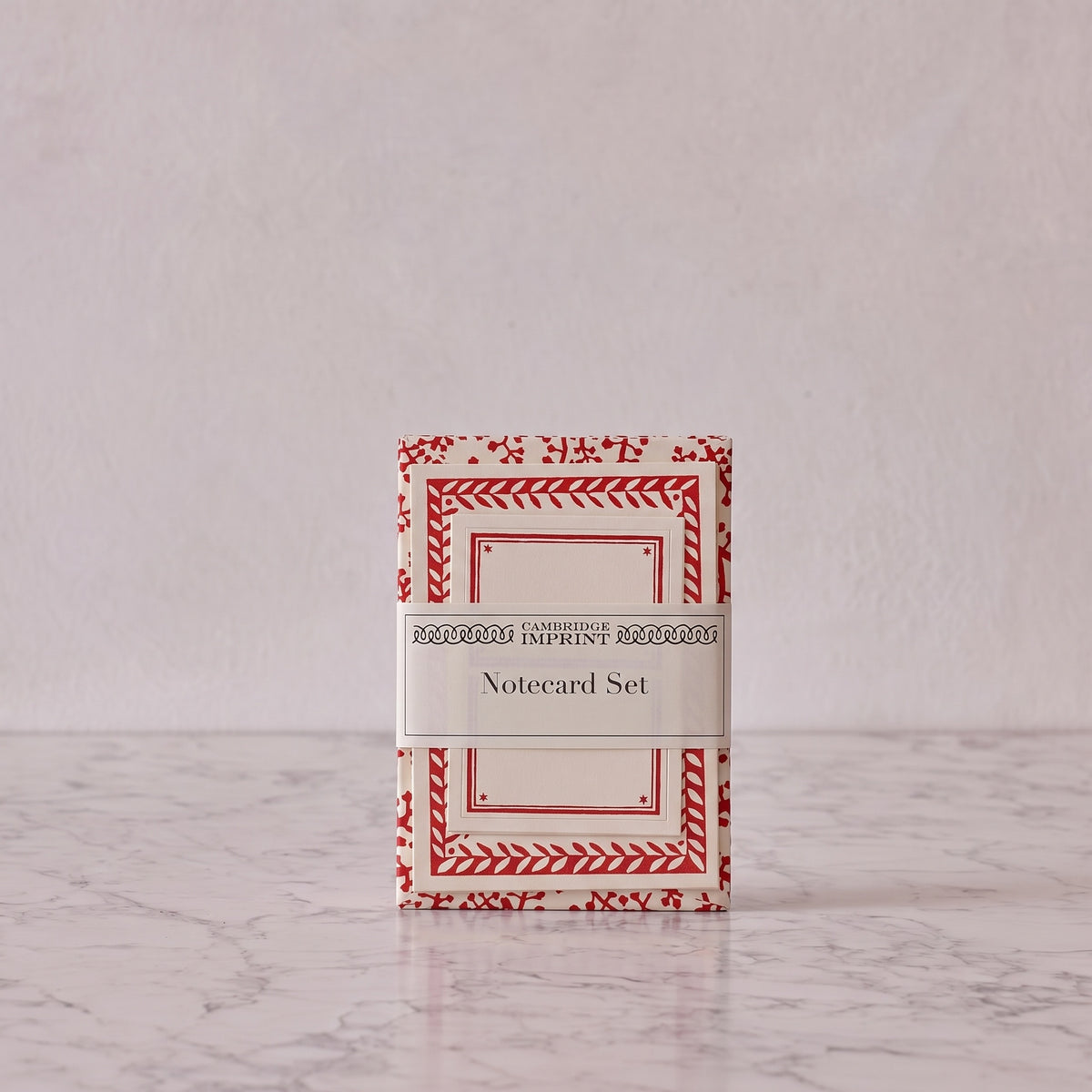 Notecards and Envelopes, Seaweed Paisley Crimson, Set of 10