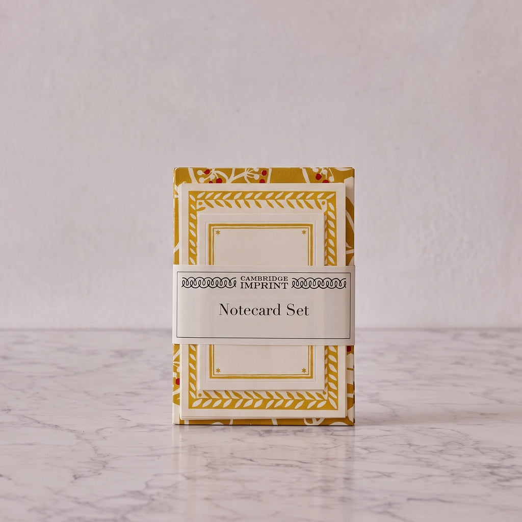 Notecards and Envelopes, Yellow and Cranberry, Set of 10