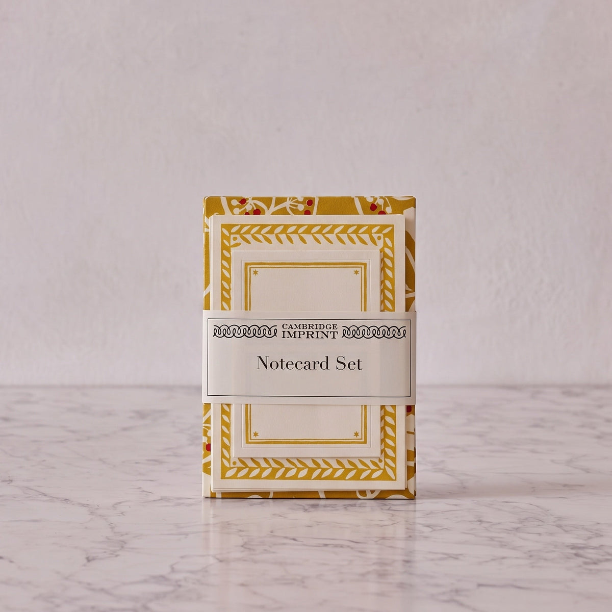 Notecards and Envelopes, Yellow and Cranberry, Set of 10