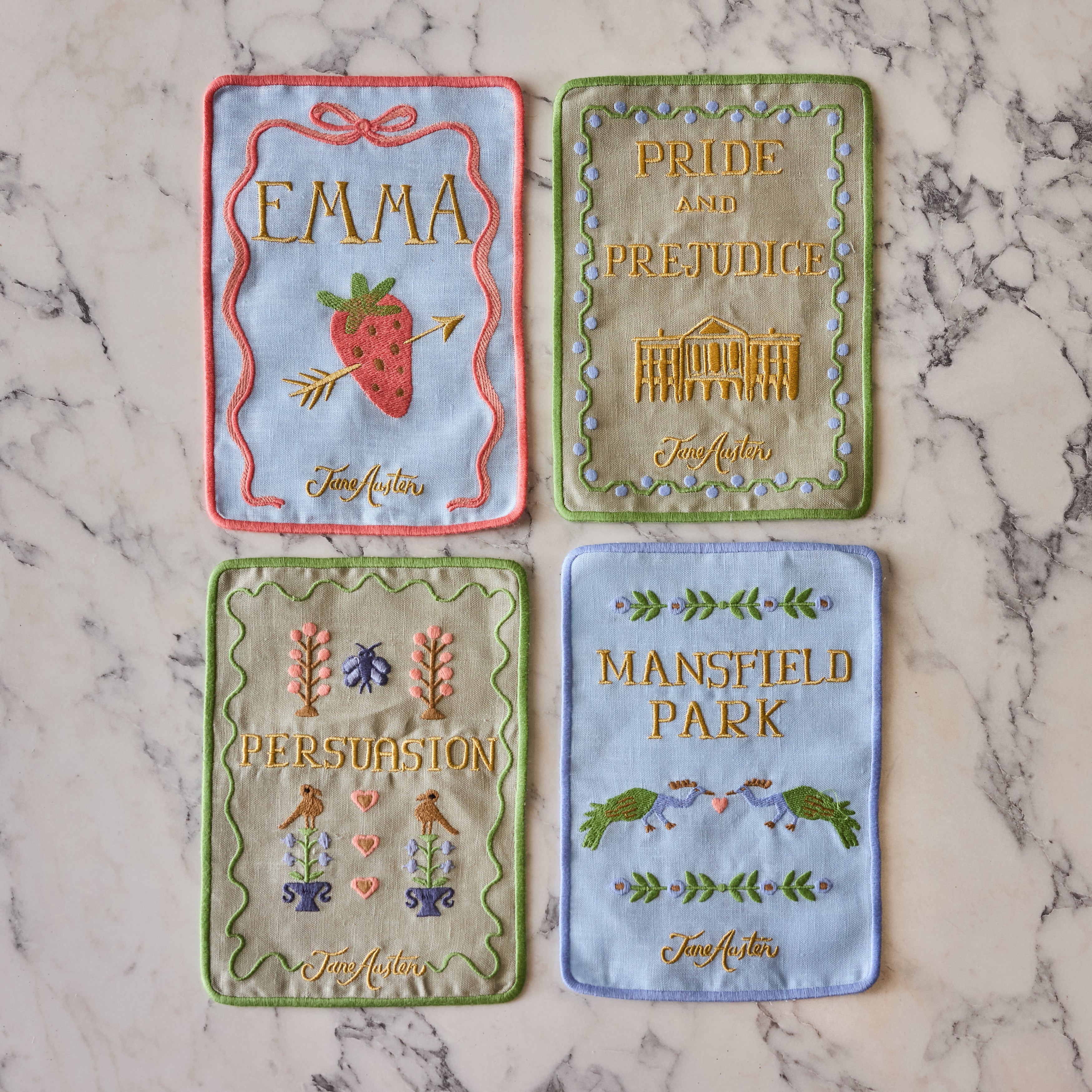 Set of Four Jane Austen Cocktail Napkins