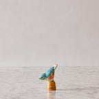 Songbird on Perch, Coral & Teal