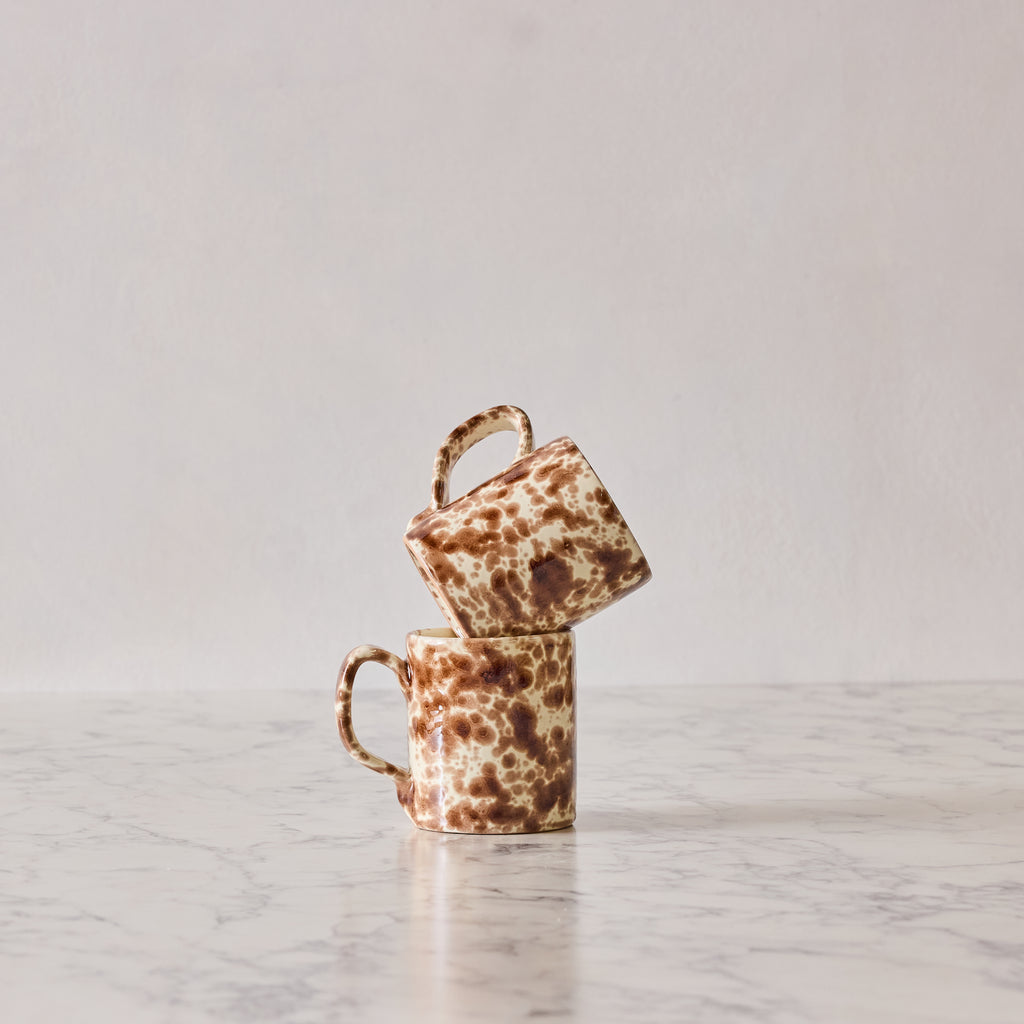 Splatterware Mug, Brown on Cream