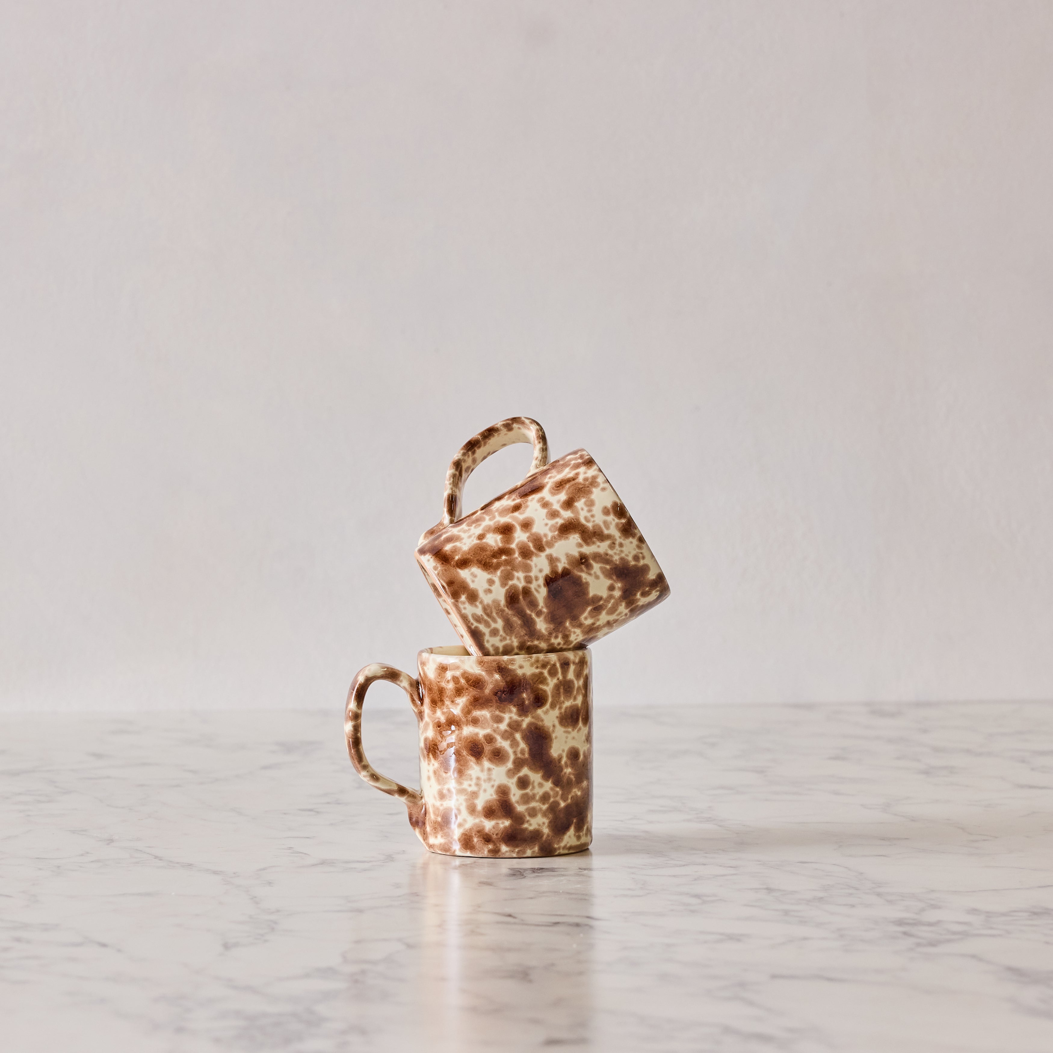Splatterware Mug, Brown on Cream