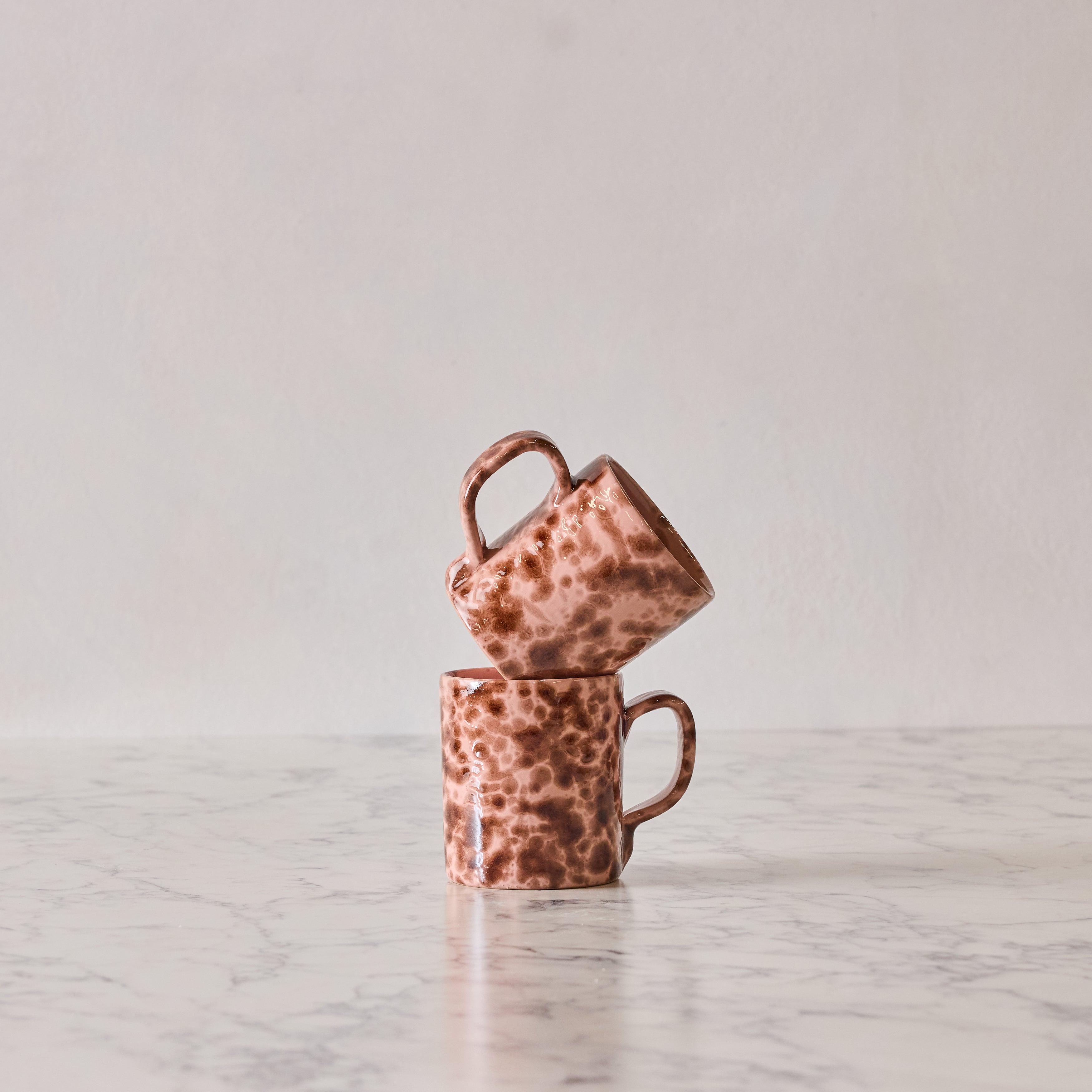 Splatterware Mug, Rose on Brown