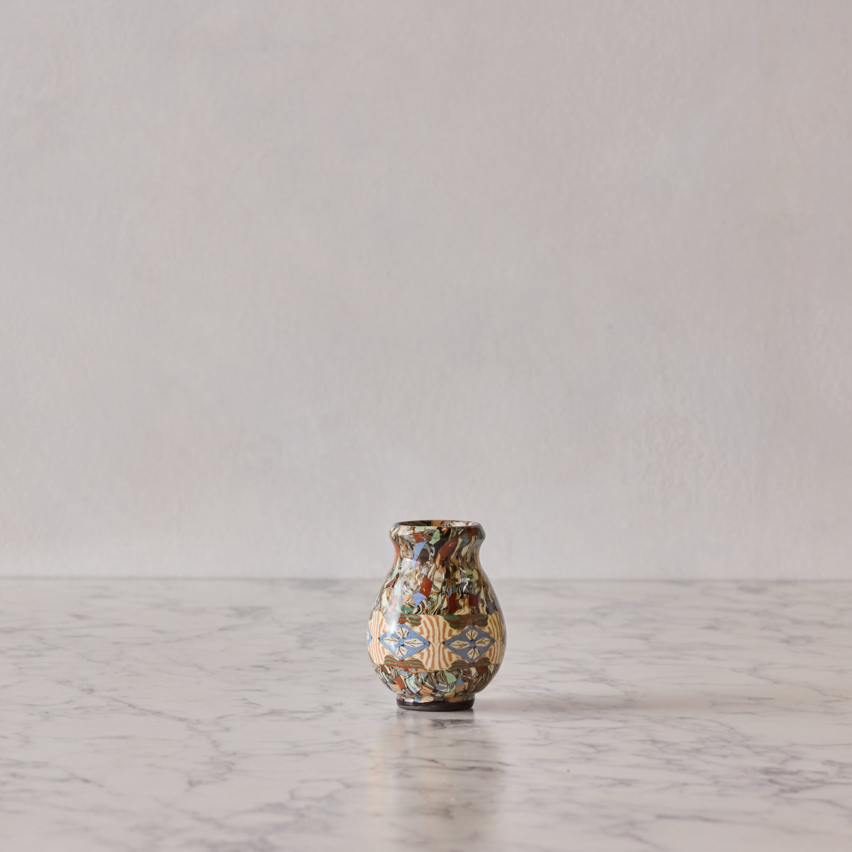 Jean Gerbino Mosaic Vase, Diamond Flower