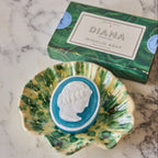 Splatterware Shell Dish, Green on Yellow