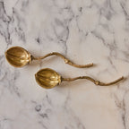 Antique Brass Seed Pod Spoons, Set of 2