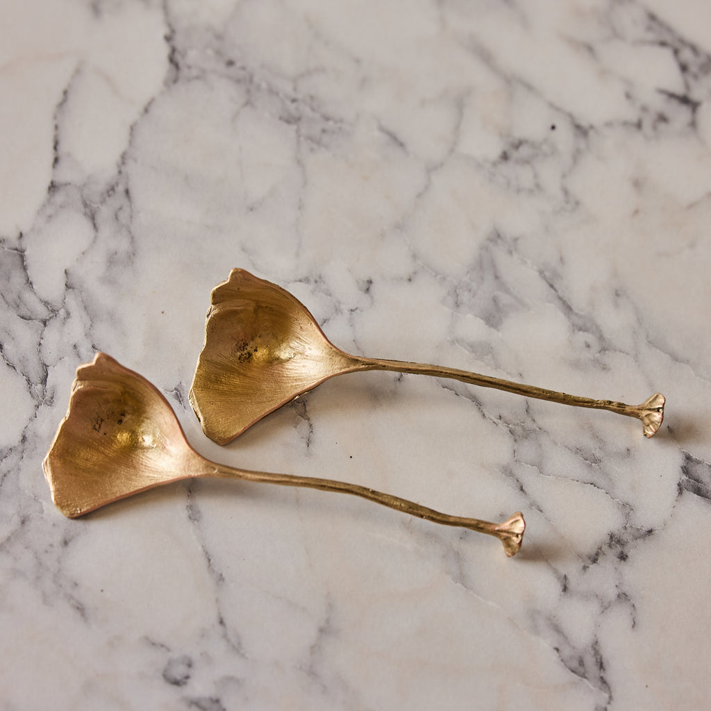 Antique Brass Botanical Petite Servers, Set of 2