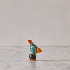Songbird on Perch, Tangerine & Teal