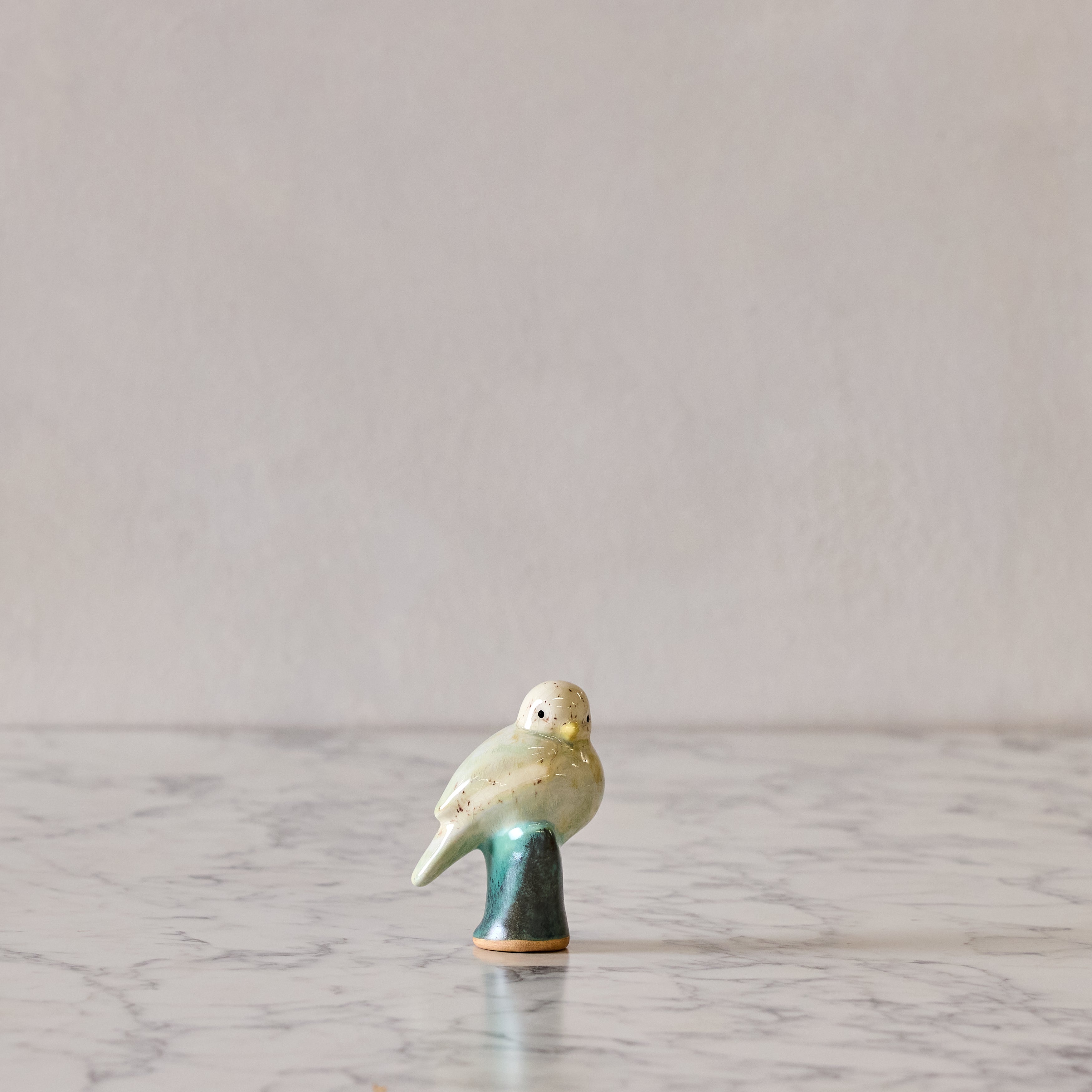 Songbird on Branch, Seafoam with White