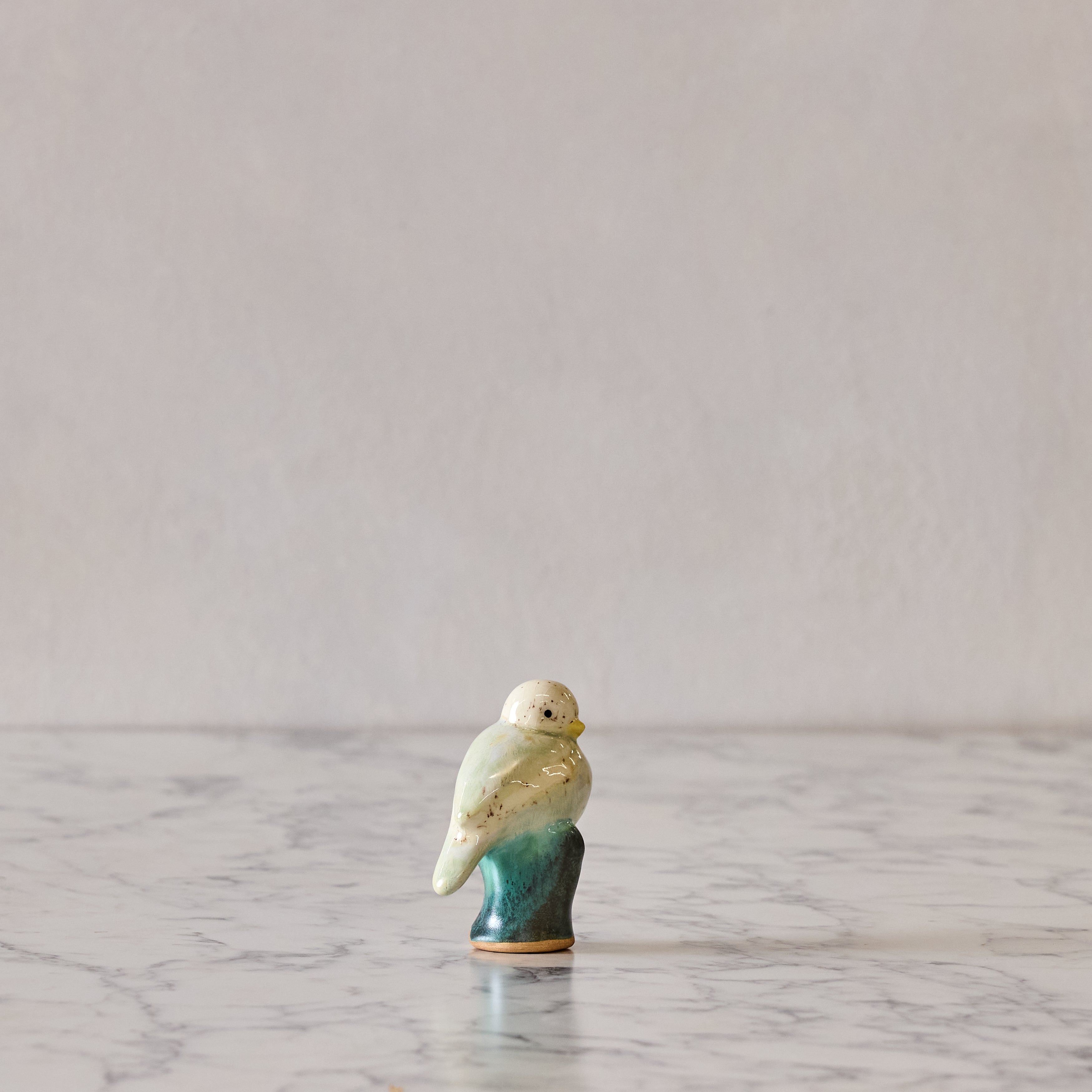 Songbird on Branch, Seafoam with White