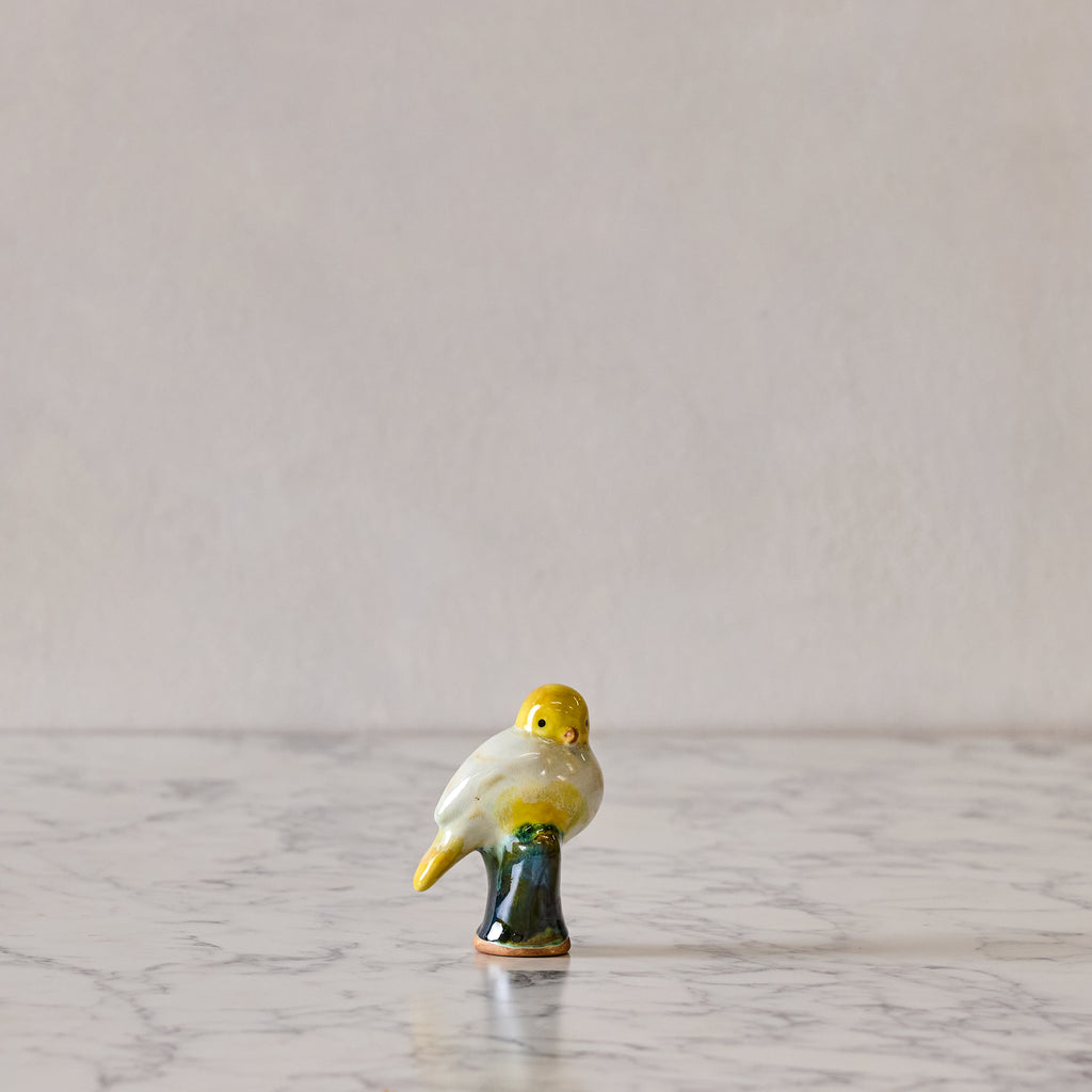 Songbird on Branch, Ivory & Yellow