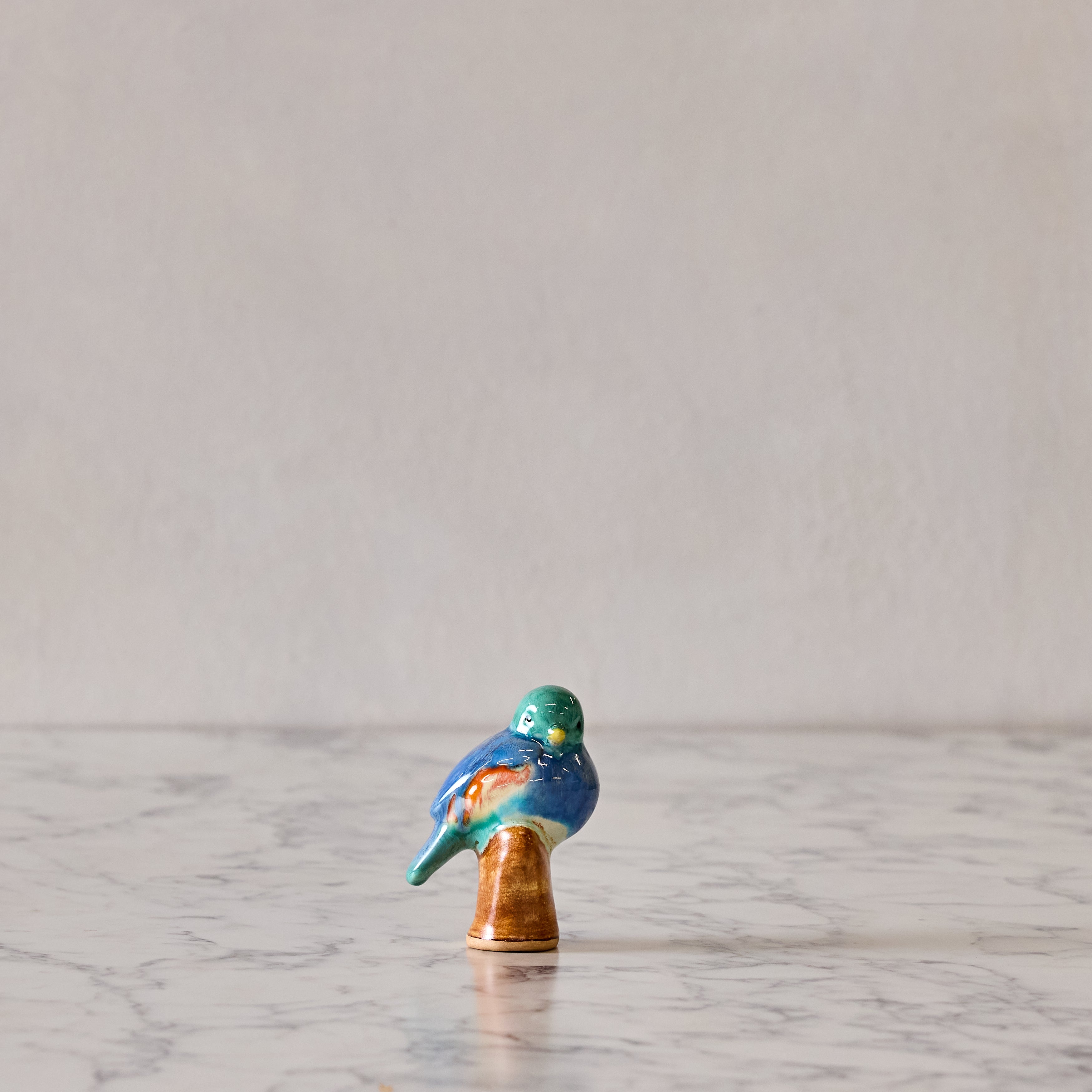 Songbird on Branch, Cobalt & Turquoise