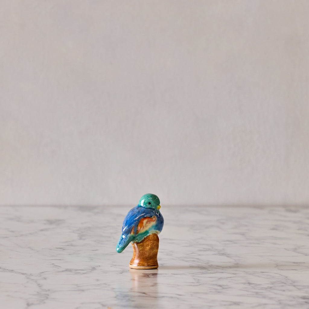 Songbird on Branch, Cobalt & Turquoise