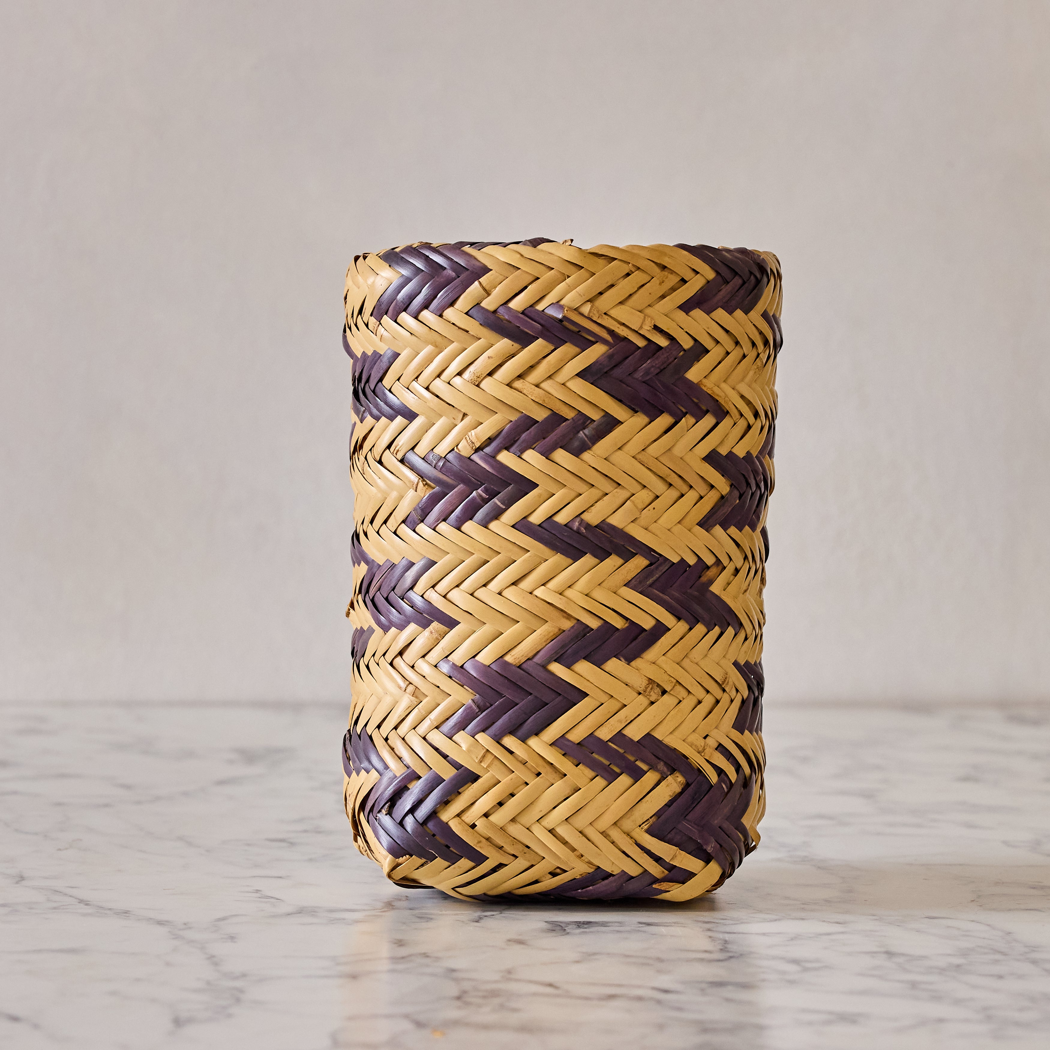Vintage Mississippi Choctaw Double Weave Bottle Basket, Indigo