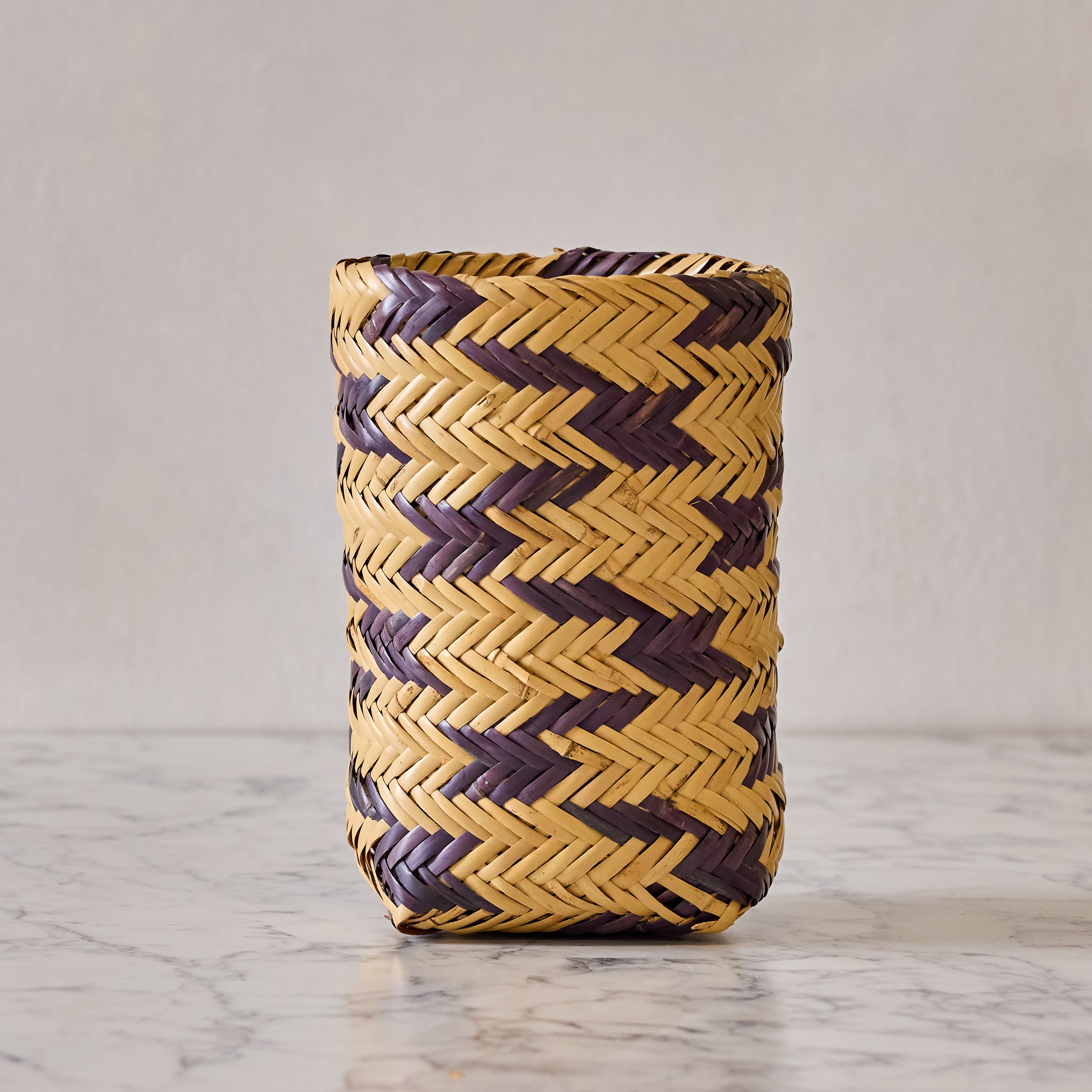 Vintage Mississippi Choctaw Double Weave Bottle Basket, Indigo