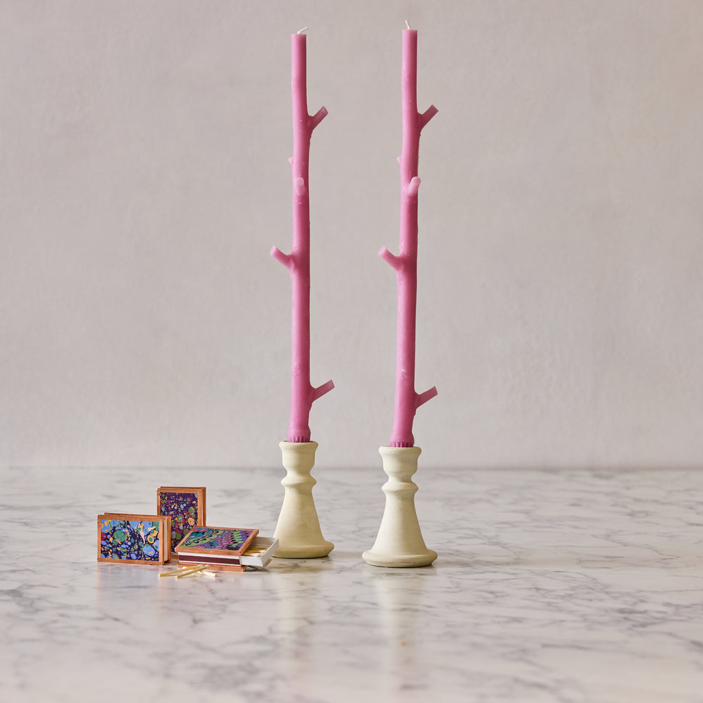Maple Stick Candle & Marble Matches Gift Set, Watermelon Pink