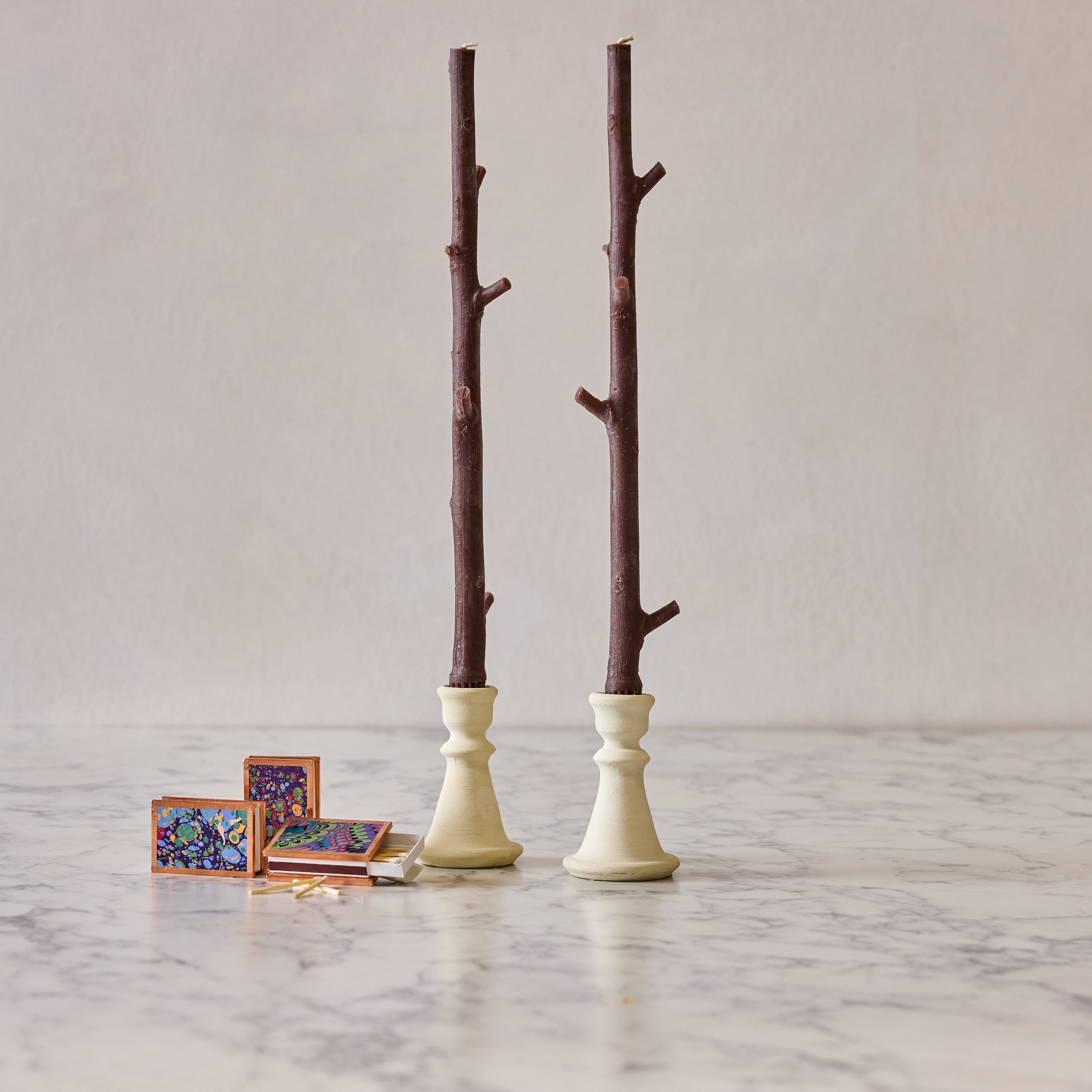Maple Stick Candle & Marble Matches Gift Set, Honeysuckle