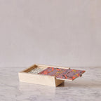 Hand-Marbled Domino Set, Coral & Lavender