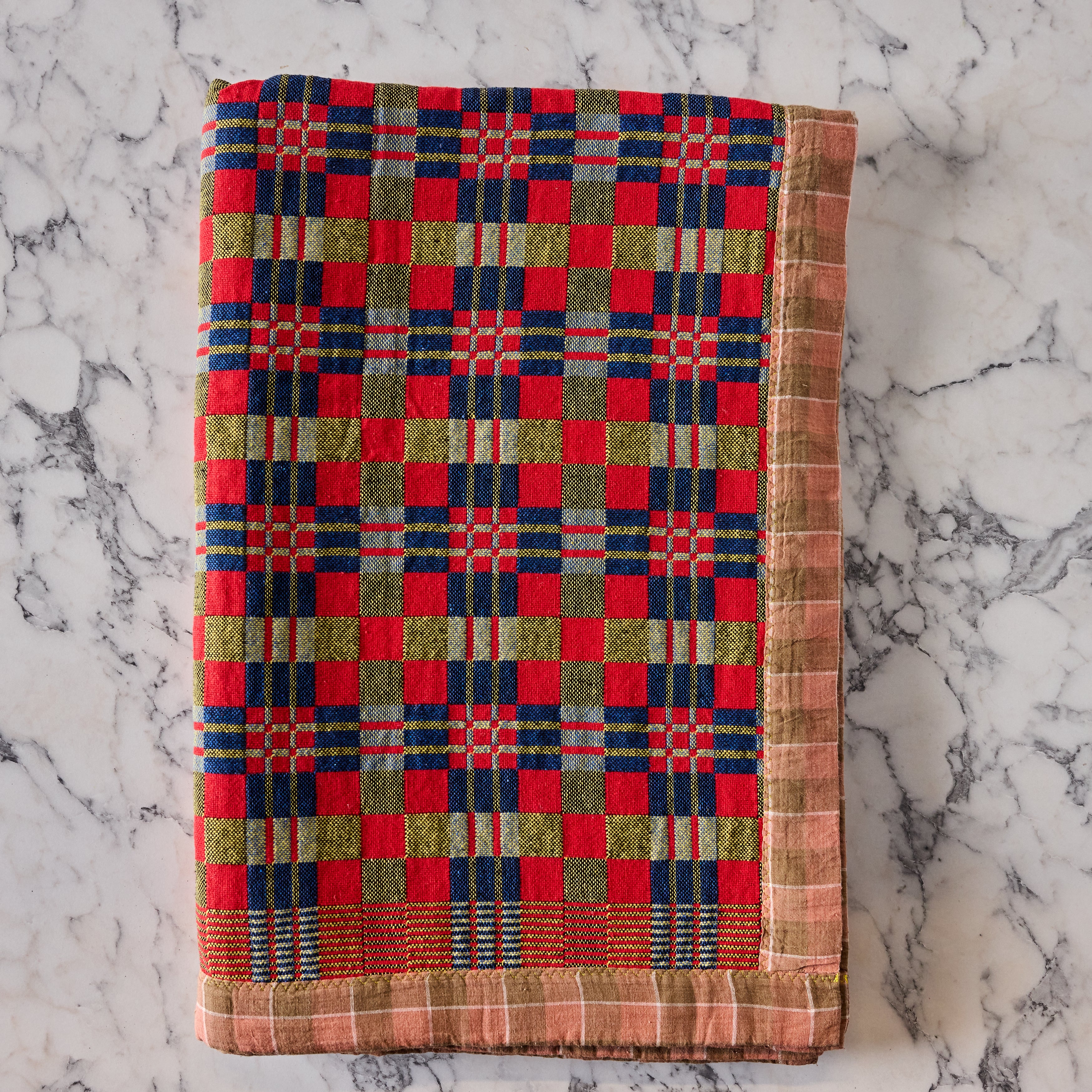 Cotton Jacquard Blanket in Strawberry Sunset Lapis