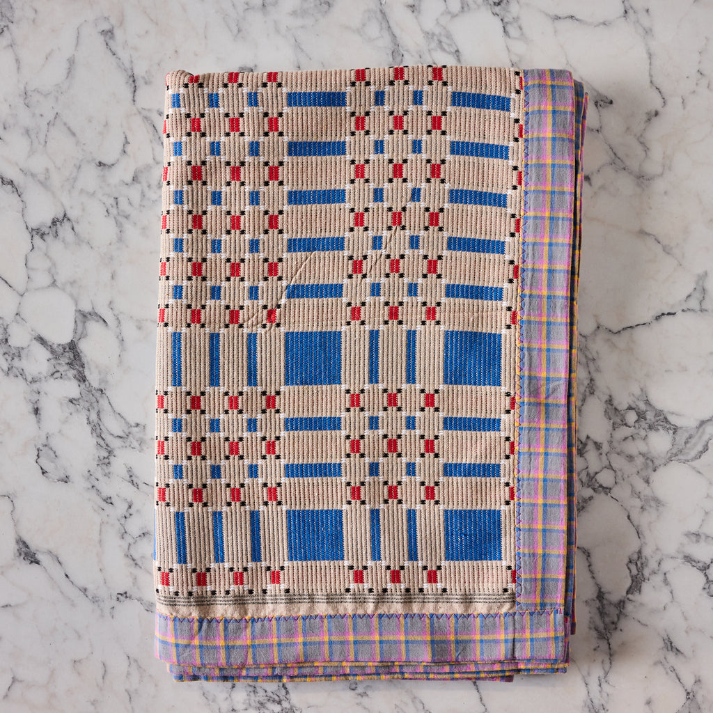 Cotton Jacquard Blanket in Blue Bell Biscuit